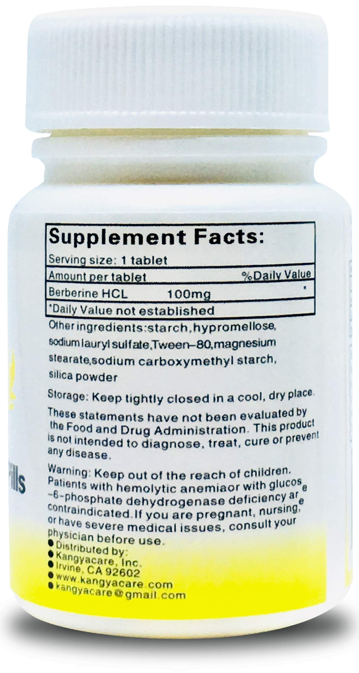 Kangyacare Berberine Herbal Tablets 100 Count