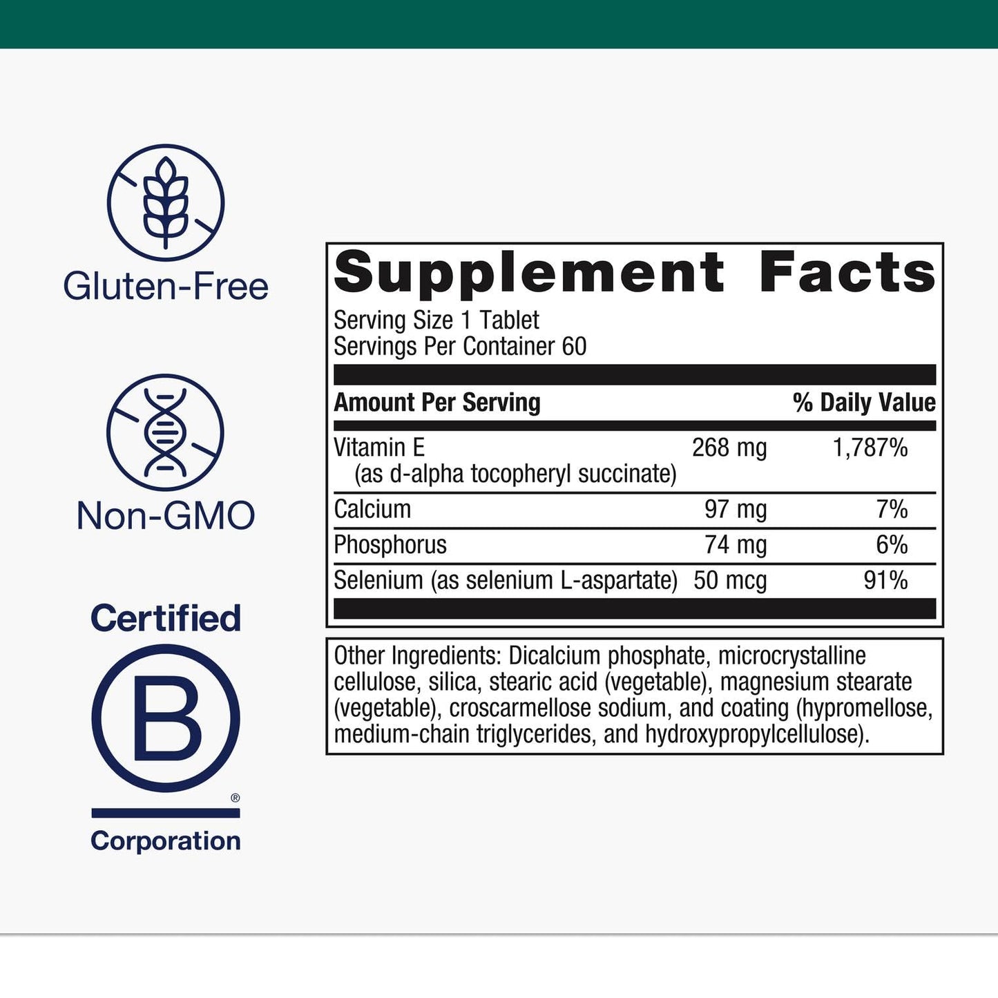 Metagenics E-400 Selenium Supplement - Vitamin E & Selenium Antioxidant Formula with Calcium & Phosphorus - Supports Immune, Skin, Eye & Cellular Health* - Gluten-Free, Vegetarian 60 Tablets