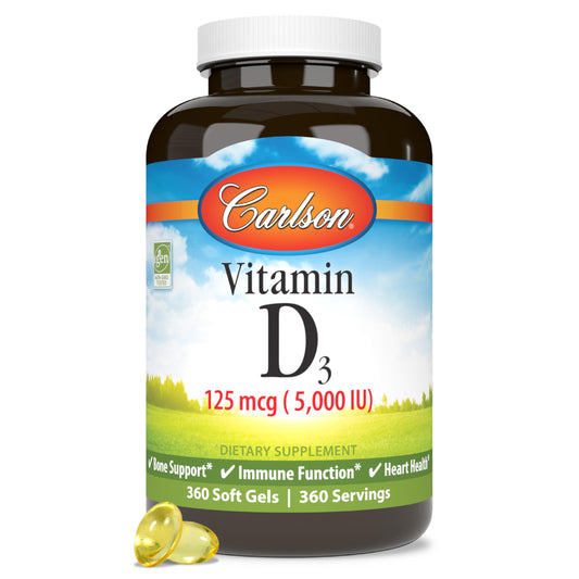 Carlson Vitamin D3 5000 IU (125 mcg) Softgels, 360 Softgels