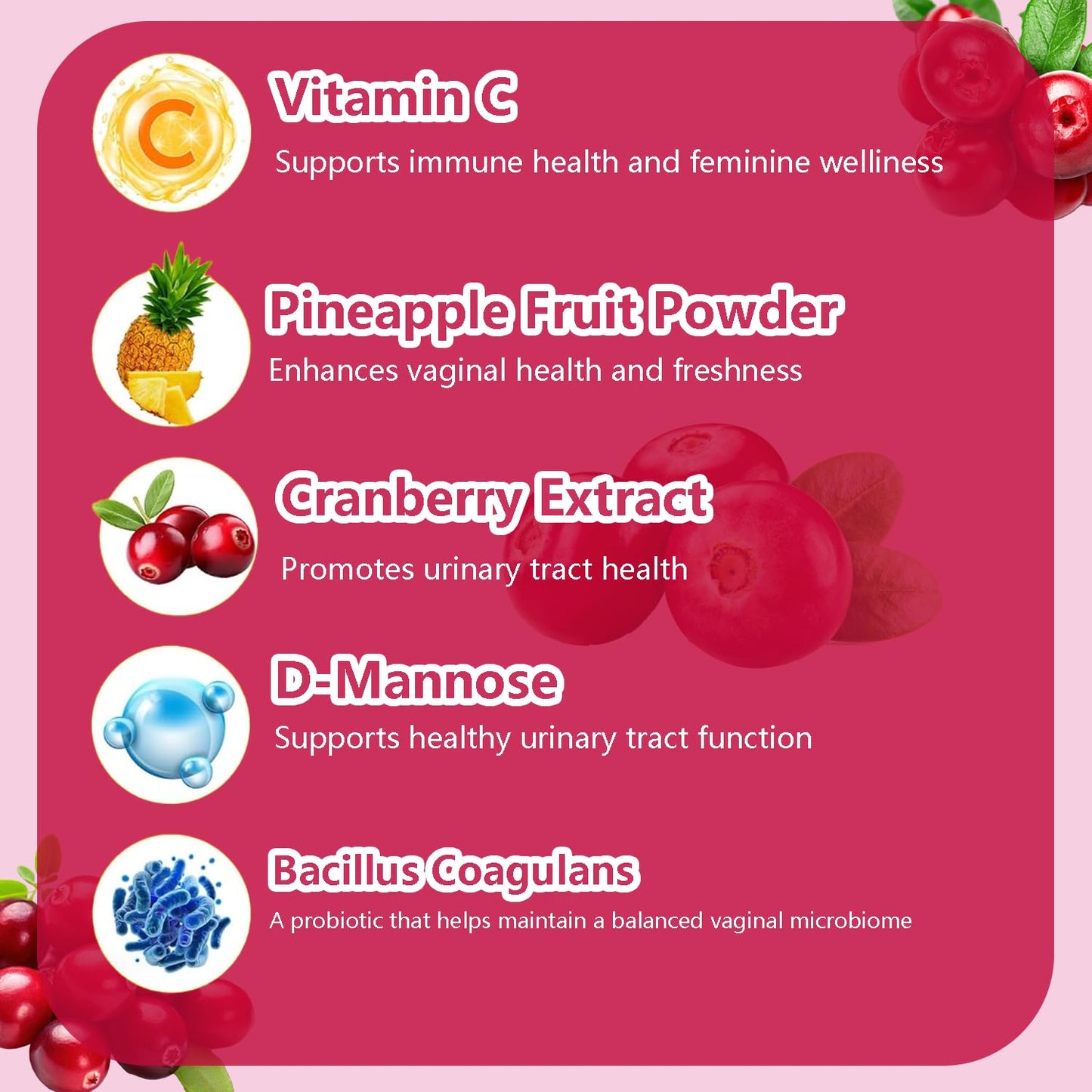 Suiyilary Feminine Probiotics Gummy Cranberry 60 Count