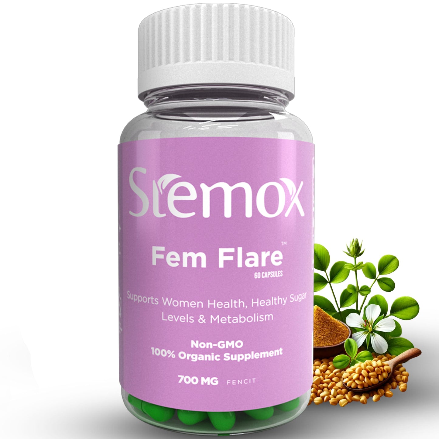 Stemox Fem Flare Fenugreek Supplement for Women 60 Capsules