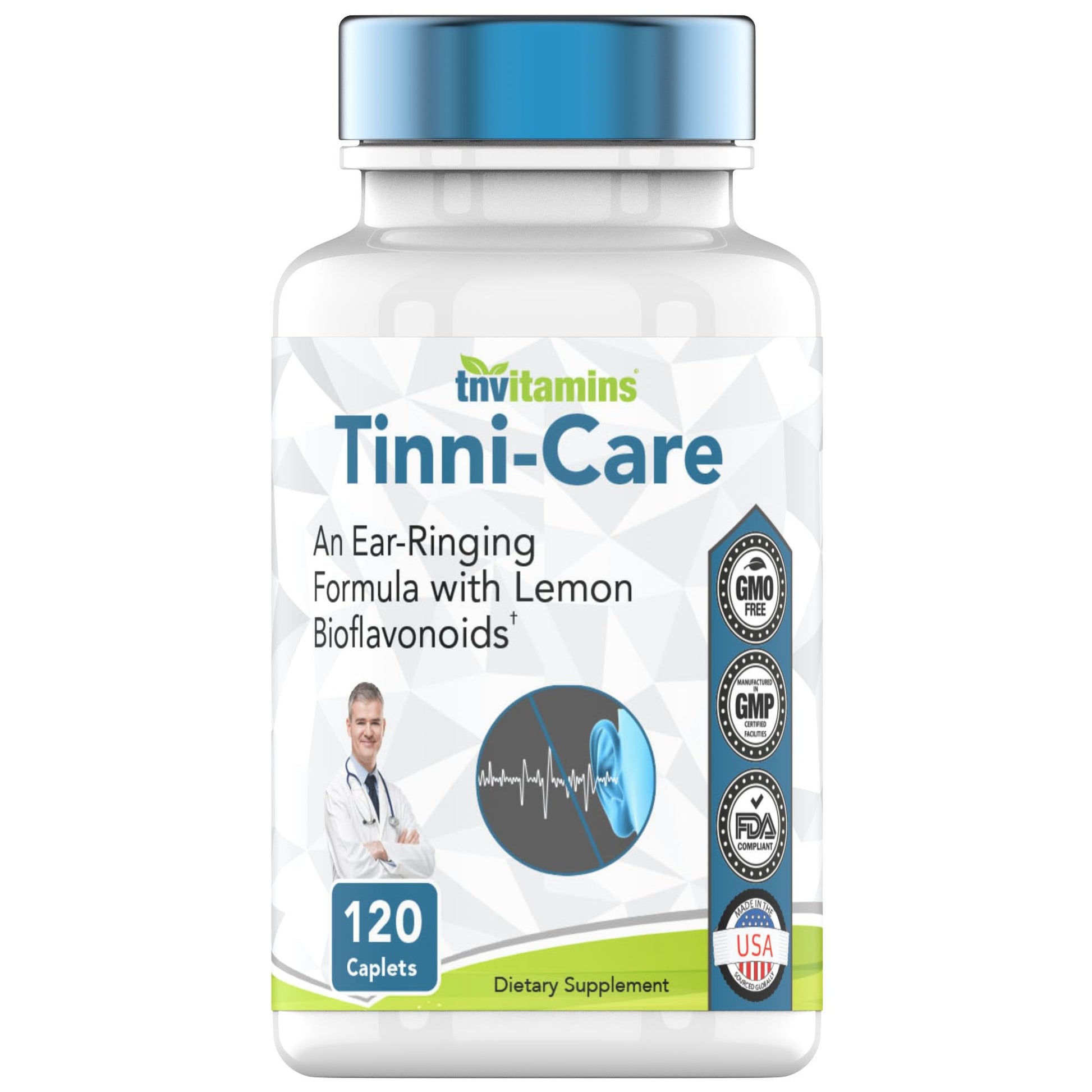 tnvitamins Tinni-Care Lemon Bioflavonoid Supplement Ear Ringing Relief Formula That May Help with Ringing Over Time 120 Caplets