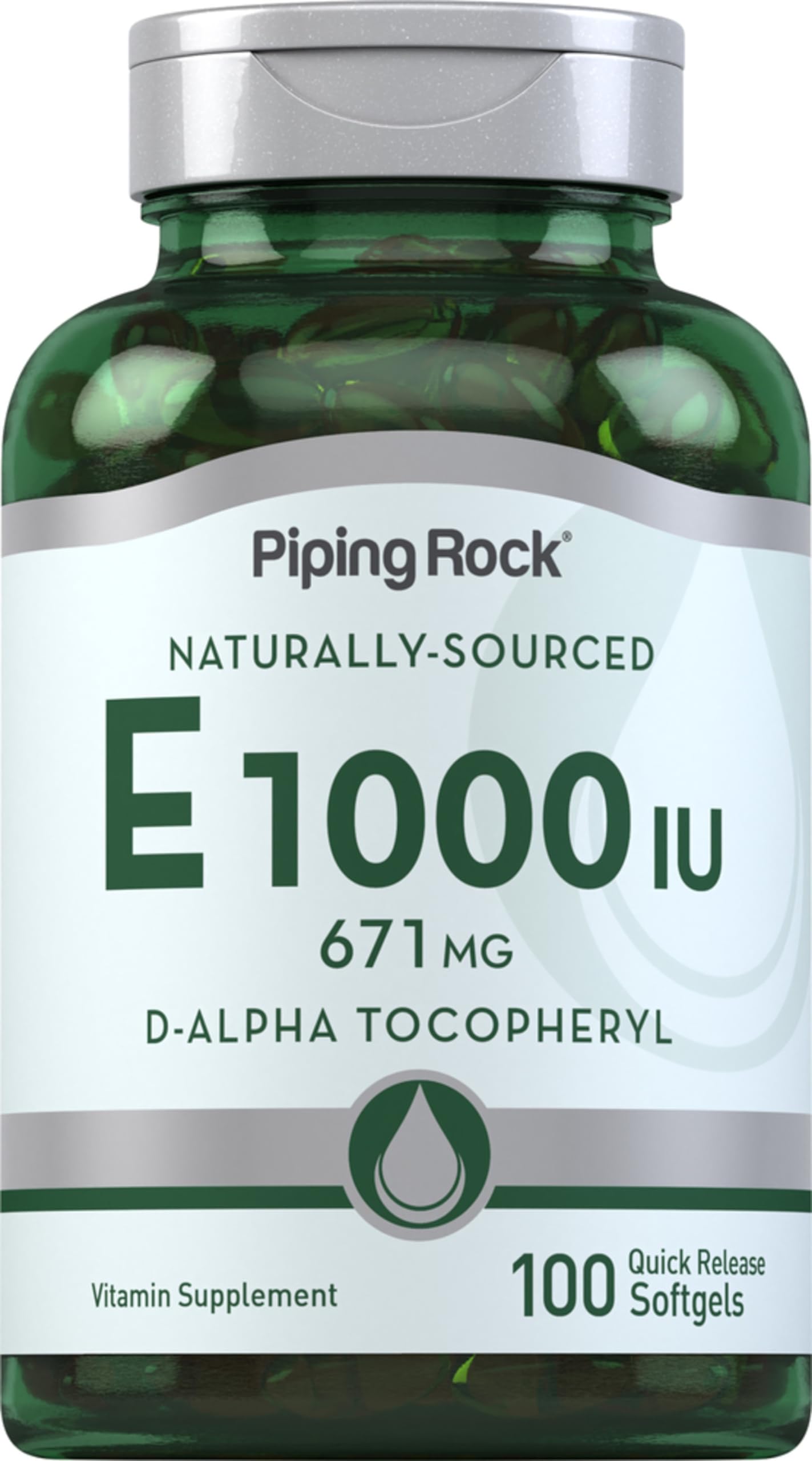 Piping Rock Vitamin E 1000 IU Softgel Capsules, 100 Count