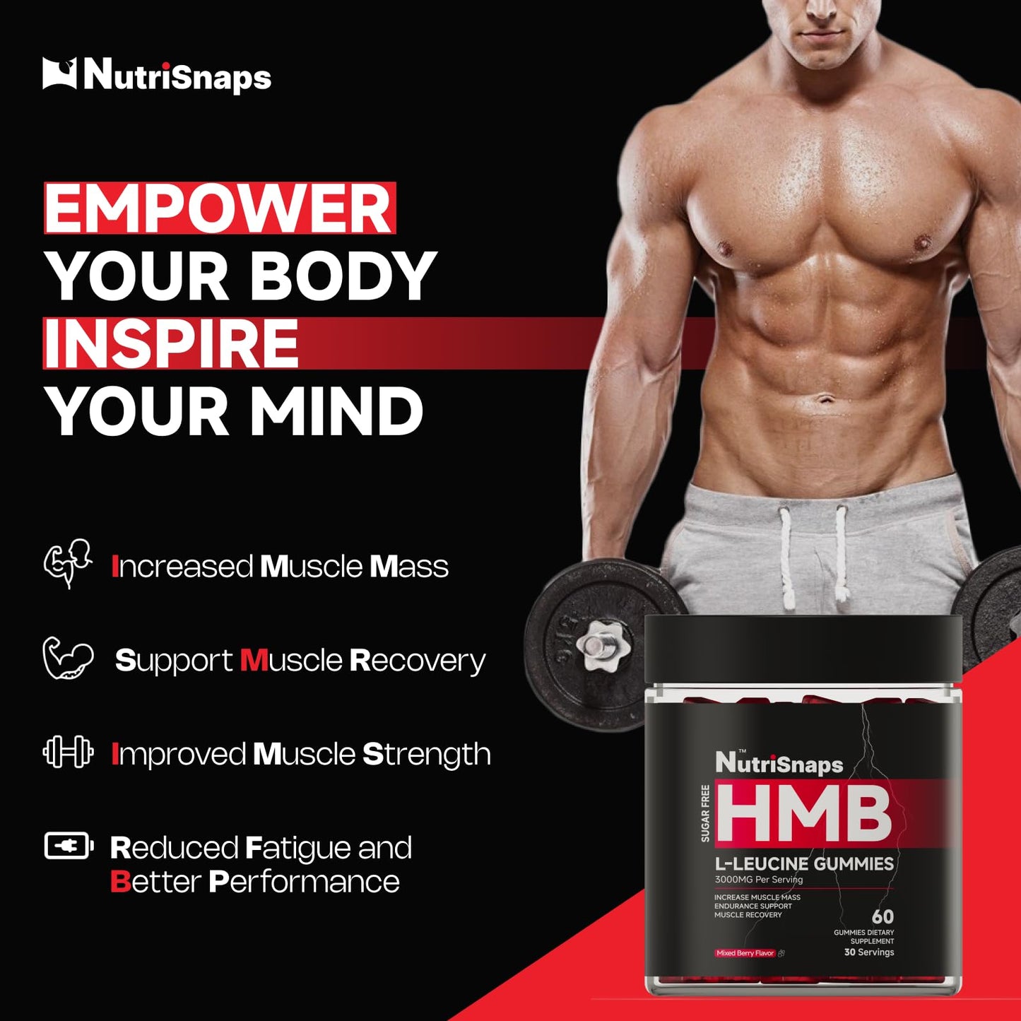 Nutrisnaps HMB and Leucine Gummies, 60 Count
