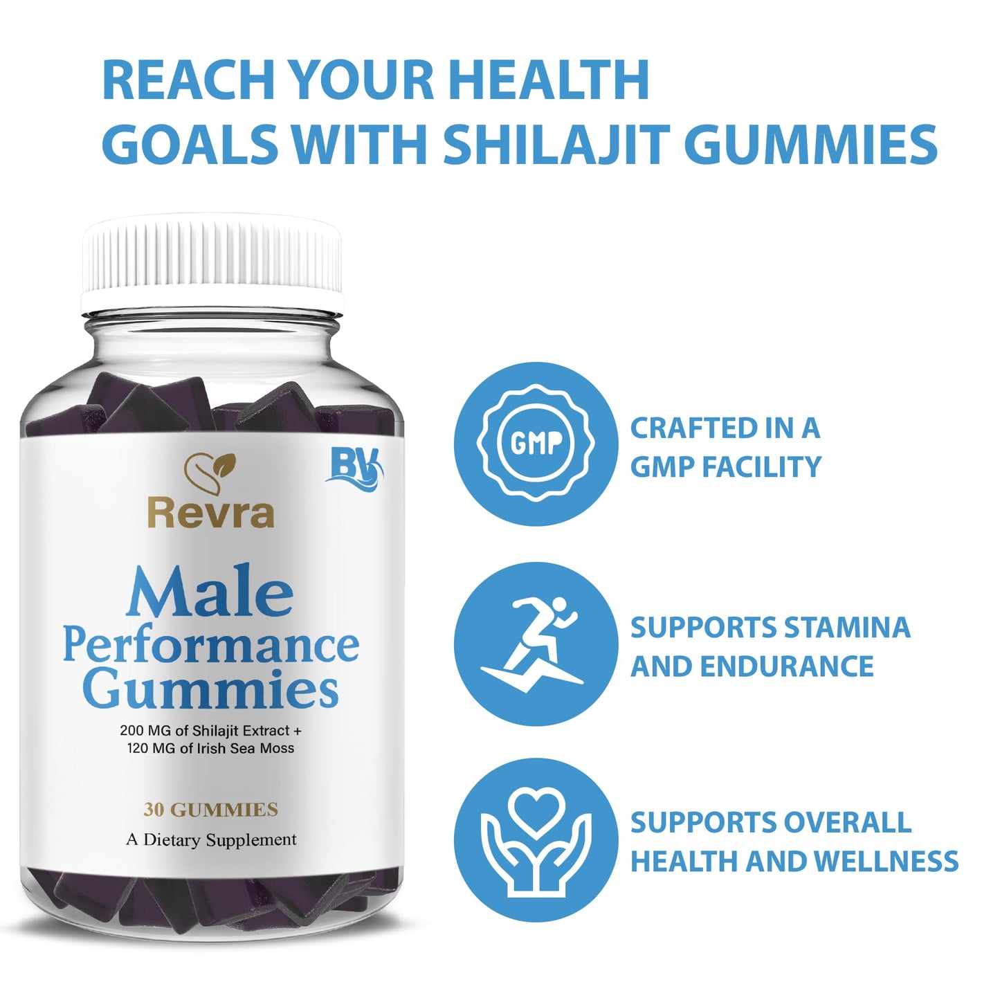 BLUE VIBE Revra Daily Performance Support Gummy Supplement, 30 Gummies