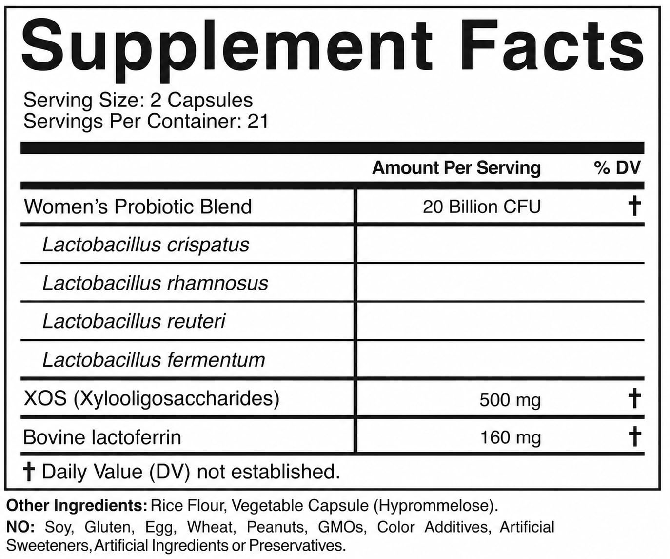 prof.care Women’s Probiotic for Vaginal Microbiome Support with Lactobacillus Blend, Lactoferrin + XOS Prebiotic, Capsules, 42 Count