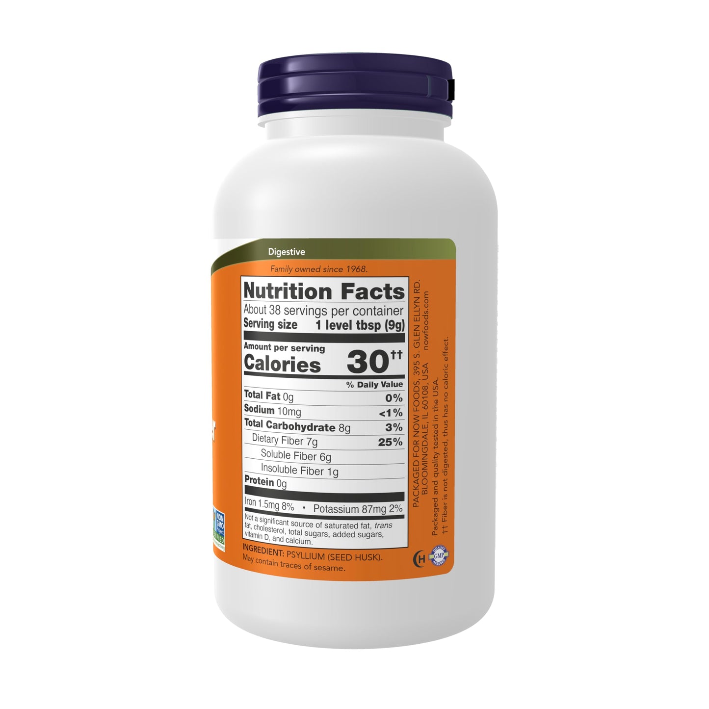 NOW Foods Psyllium Husk Powder, Non-GMO Project Verified, 12-Ounce