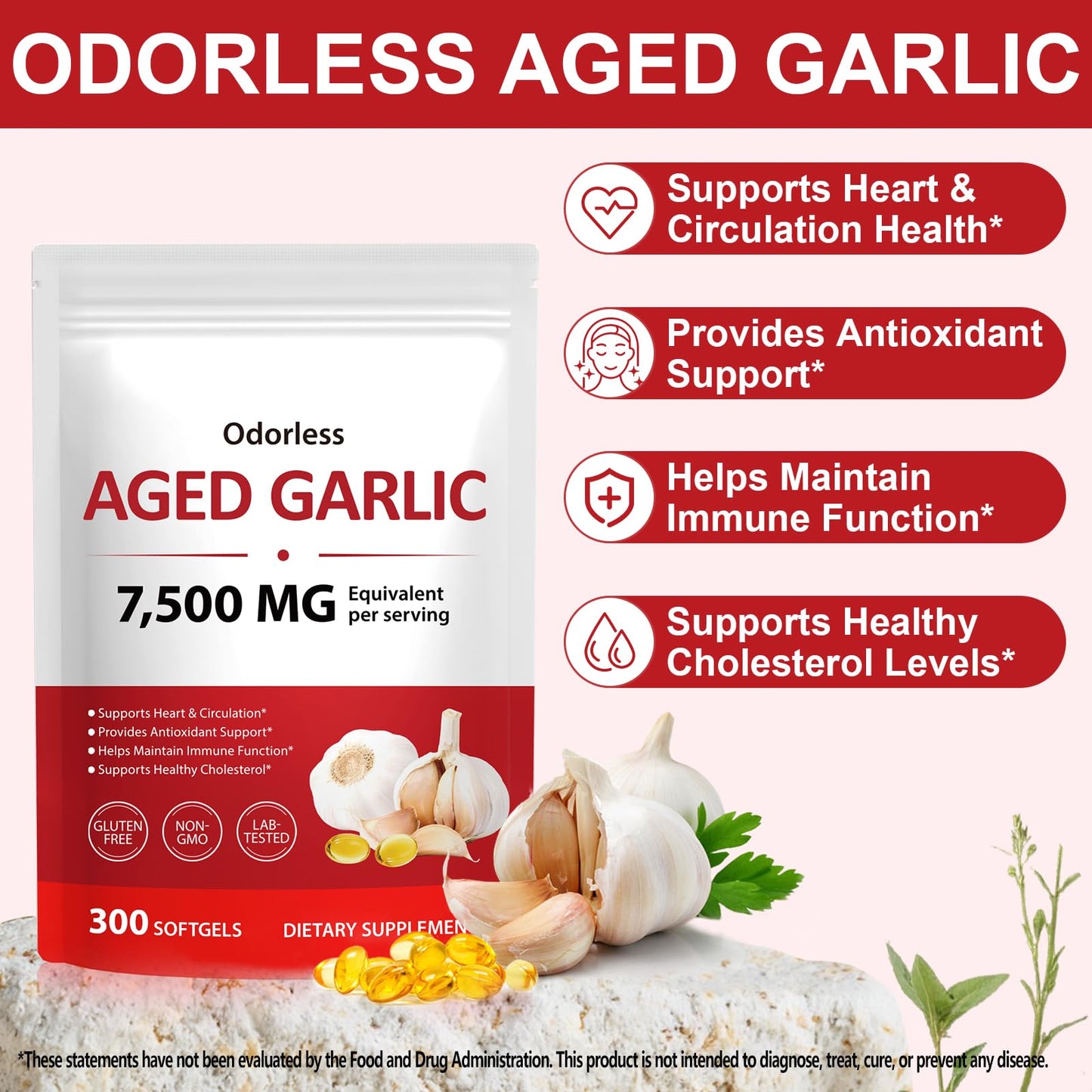 O.SECERT Odorless Garlic Softgels 300 Softgels