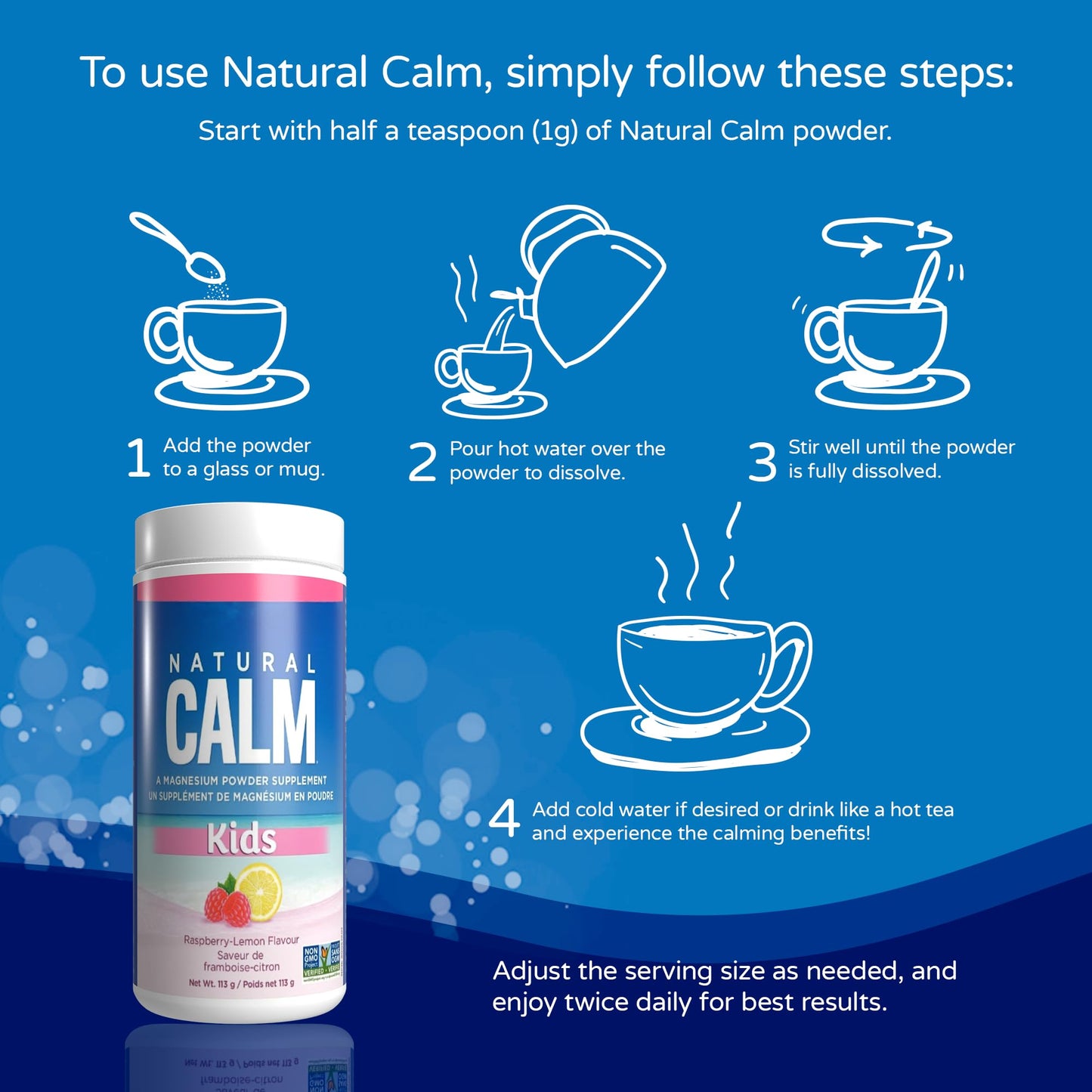 Natural Calm Magnesium Citrate Powder Kids Calm, 3.99 Ounce