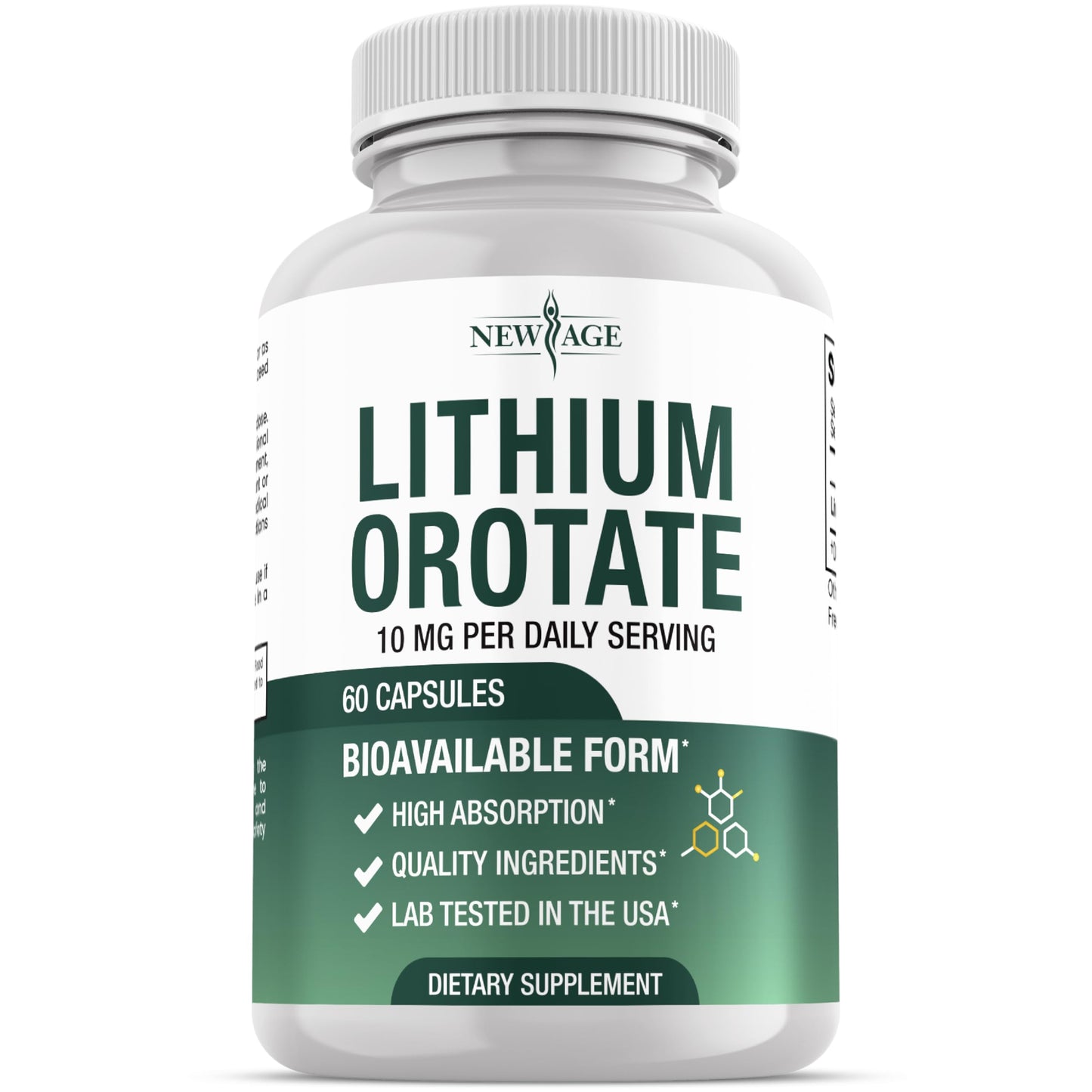 NEW AGE Lithium Orotate 5mg Per Capsule, 60 Capsules