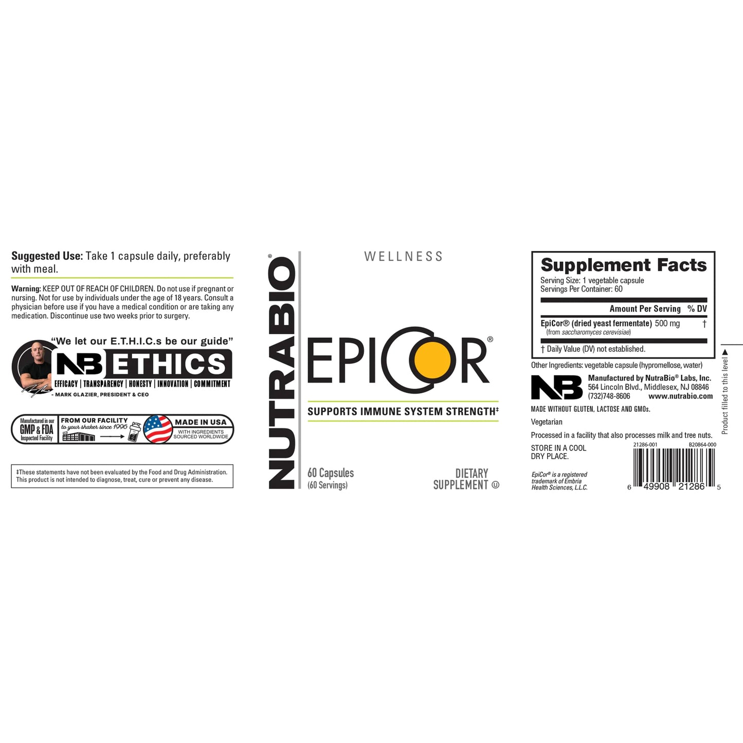 NutraBio Epicor Multi Vitamin Capsule, 60 Count
