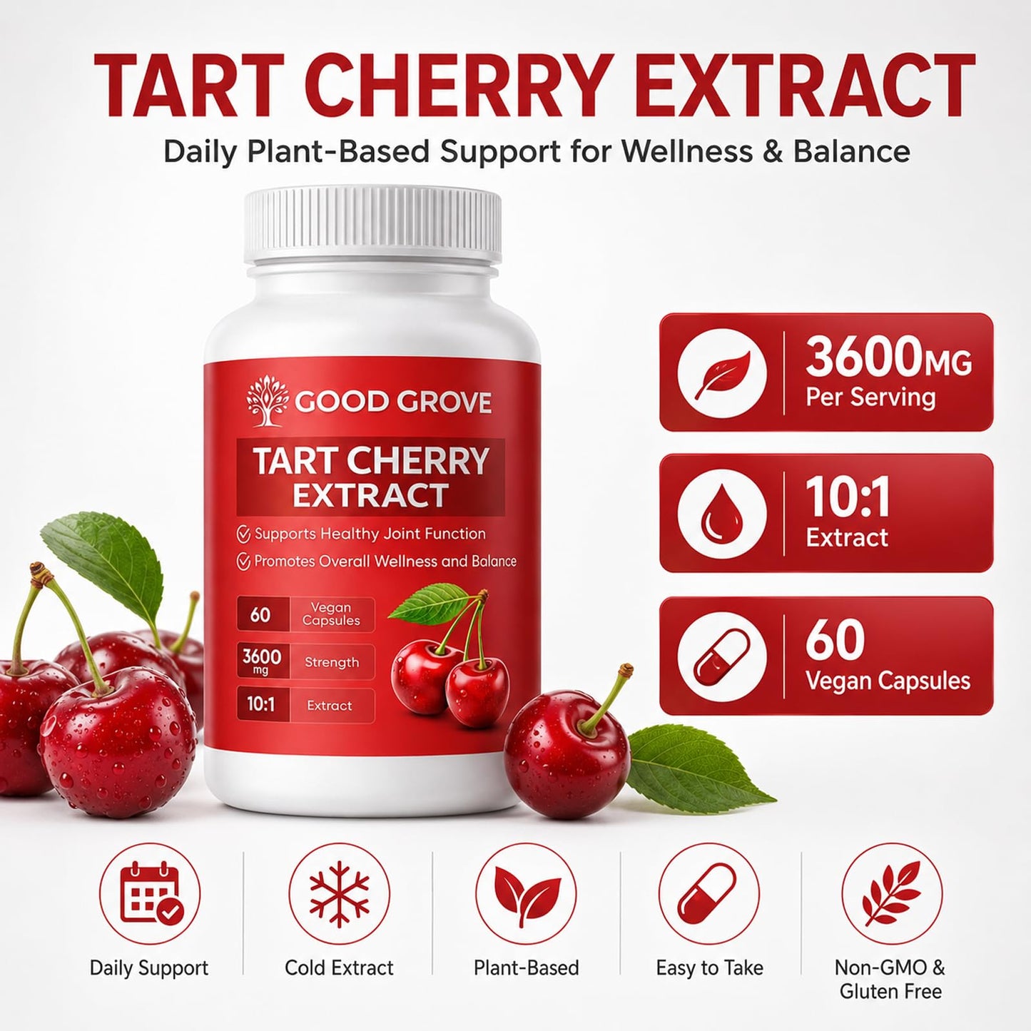 GOODGROVE Tart Cherry Capsules 60 Count