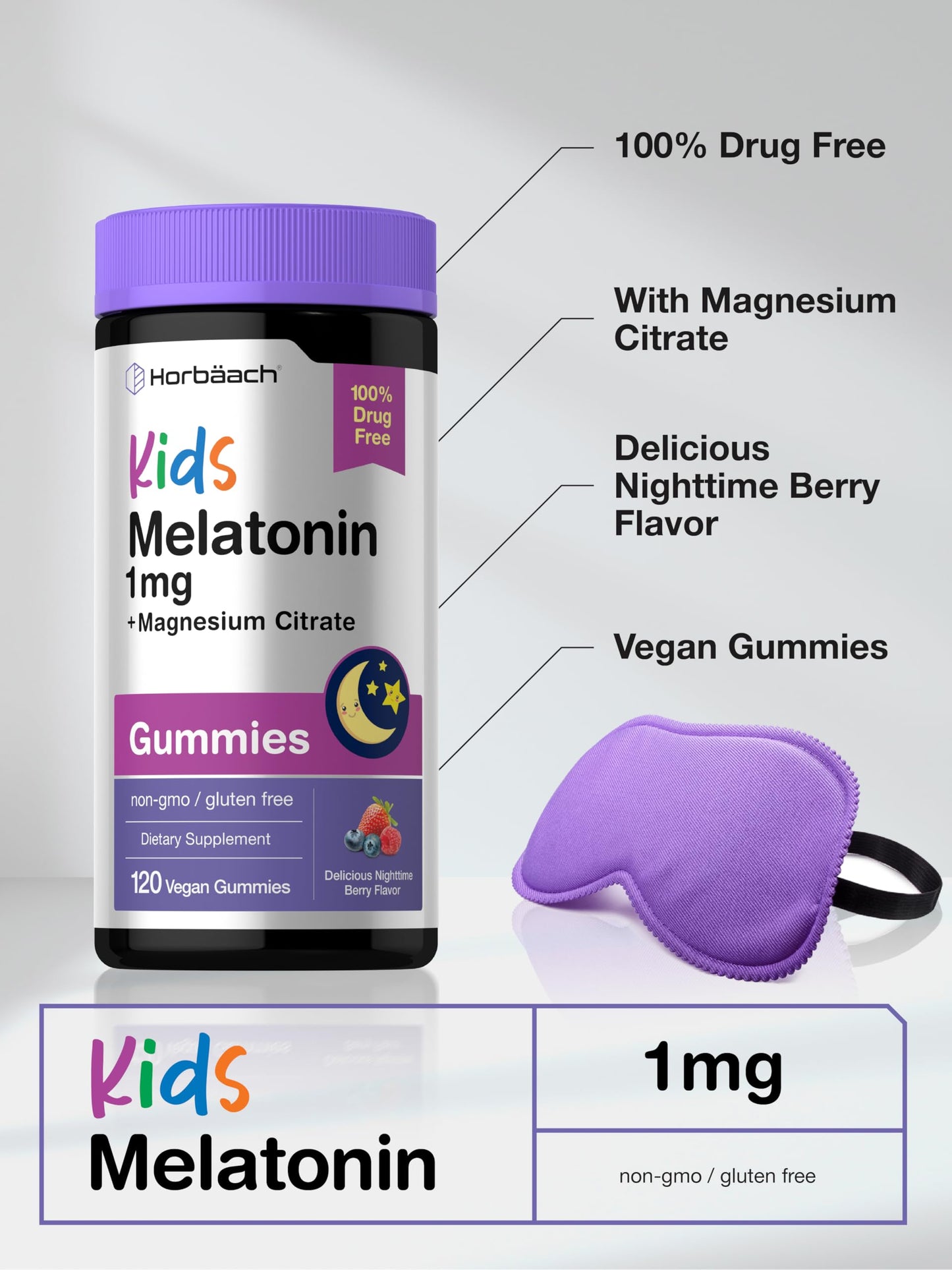 Horbäach Kids Melatonin & Magnesium Gummies 120 Count