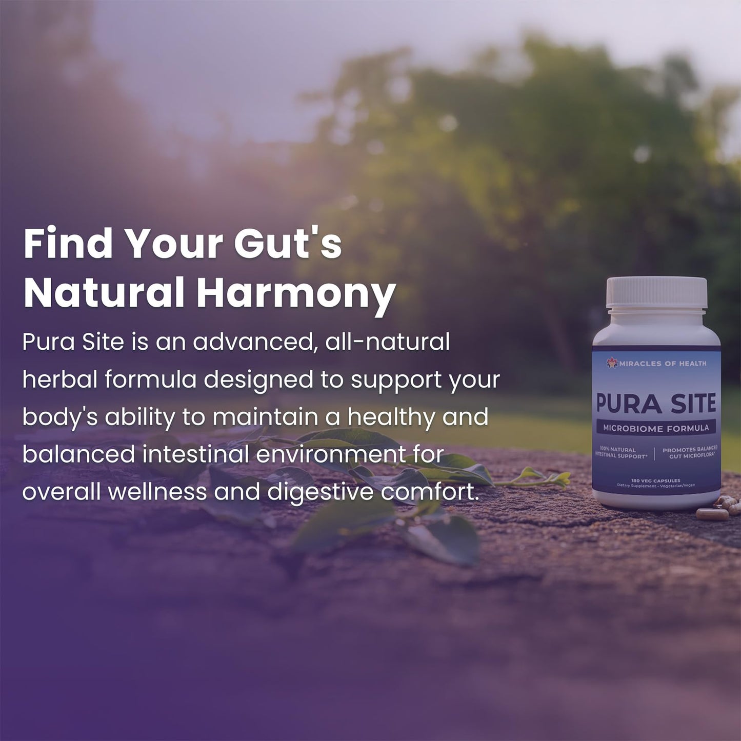 Miracles of Health Pura Site Intestinal Health Formula Capsules 180 Capsules