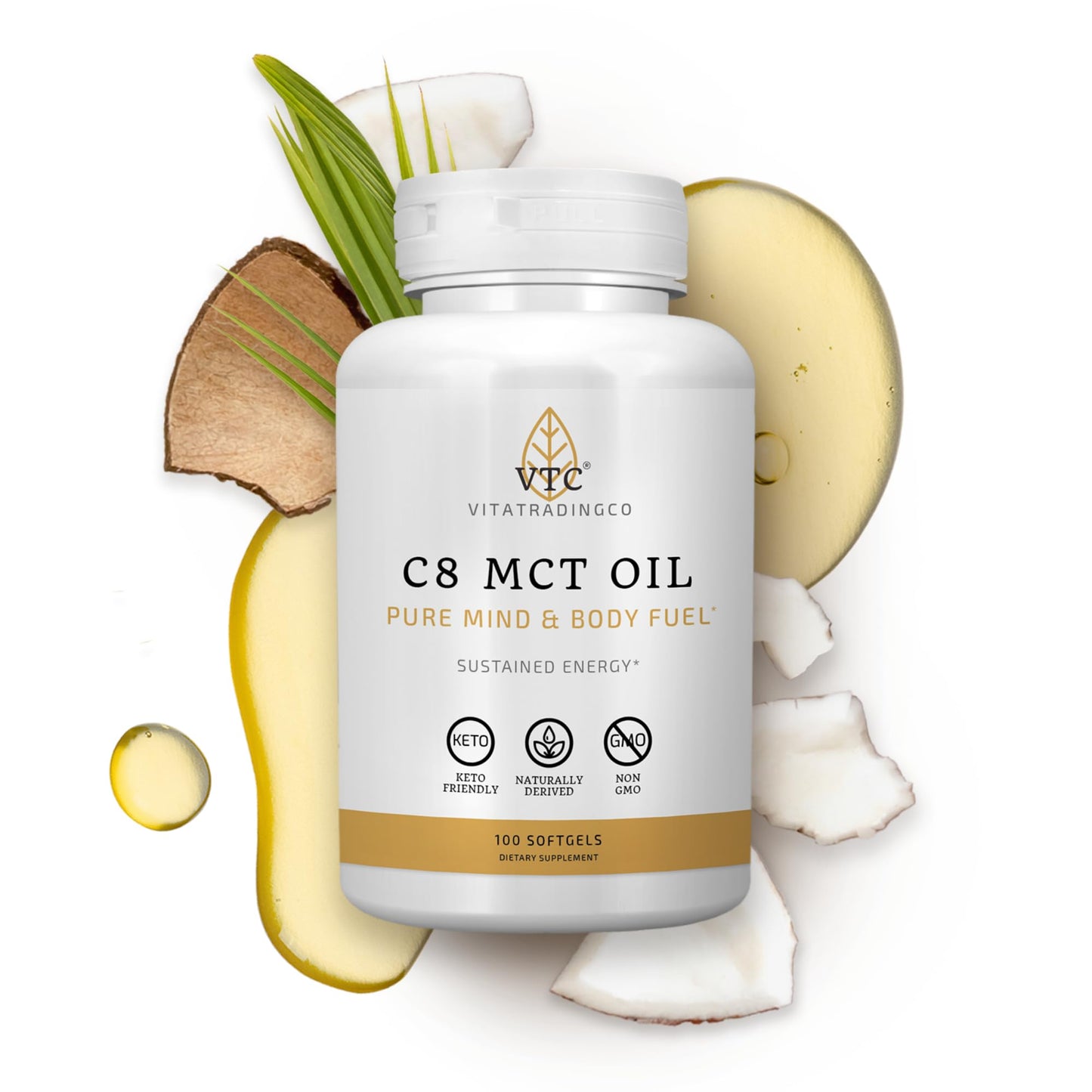 VTC VitaTradingCo. C8 MCT Oil Softgel, 100 Softgels