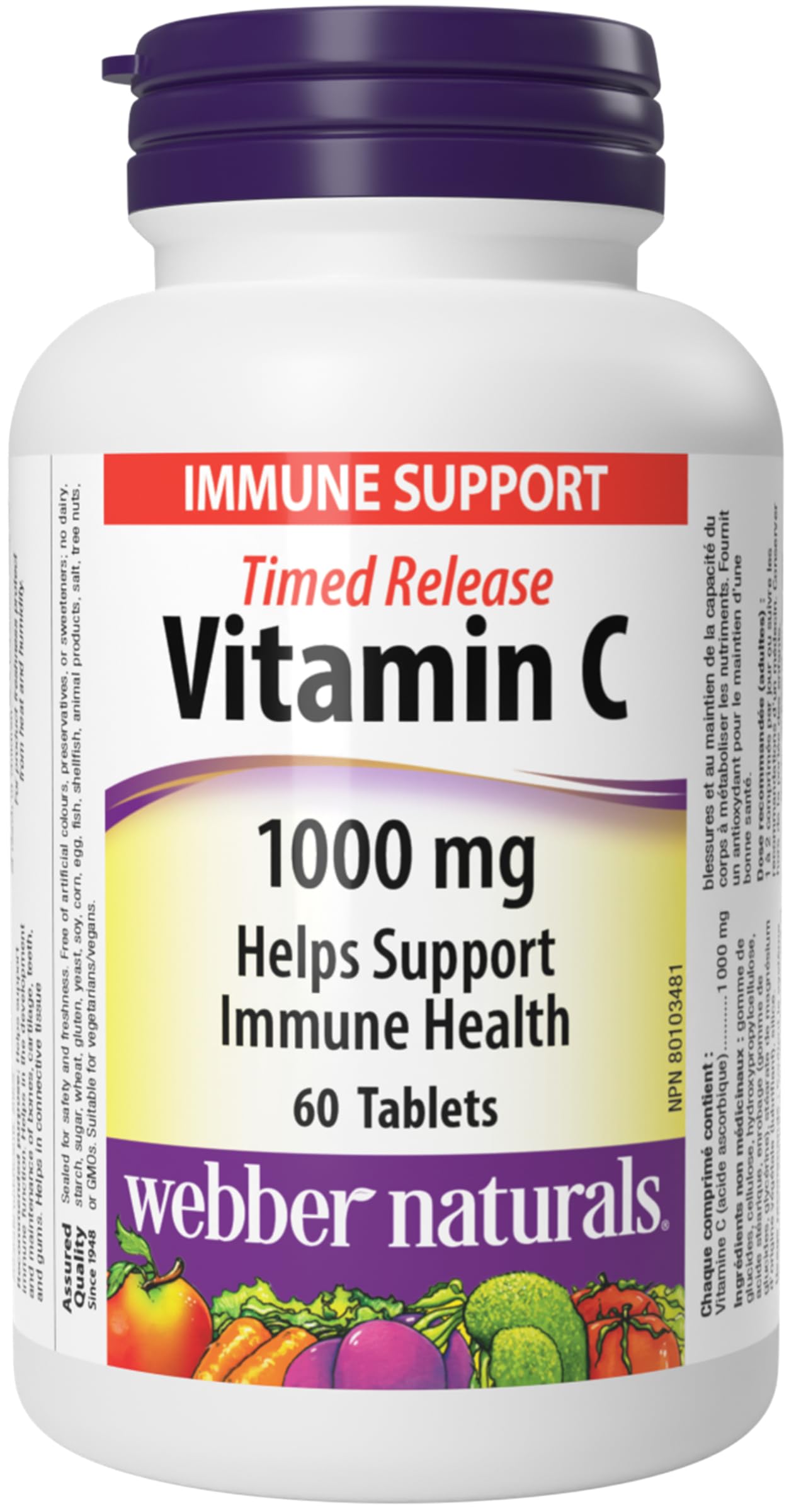 Webber Naturals Vitamin C Timed Release 1,000 mg Tablets, 60 Tablets