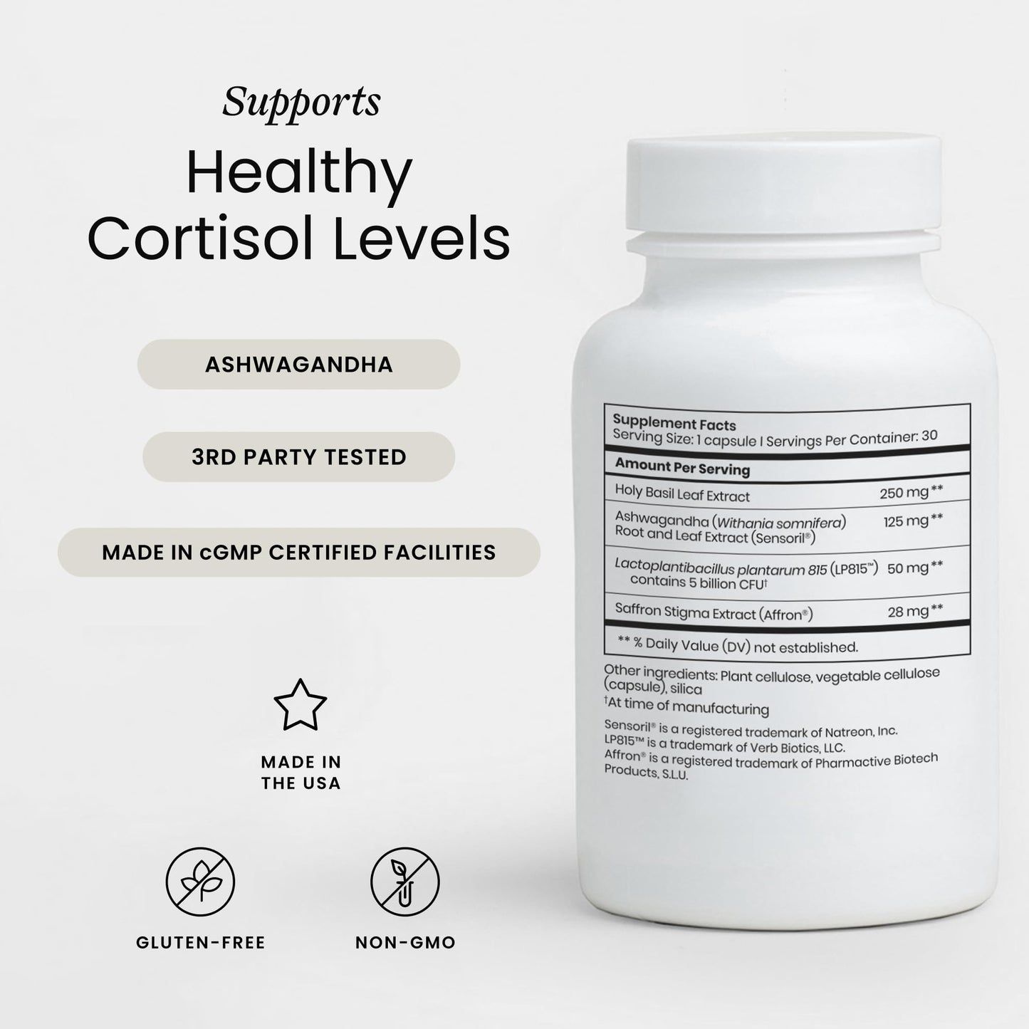 Perelel Stress Support with Ashwagandha, Saffron, Holy Basil, and Probiotic Capsule, 30 Count