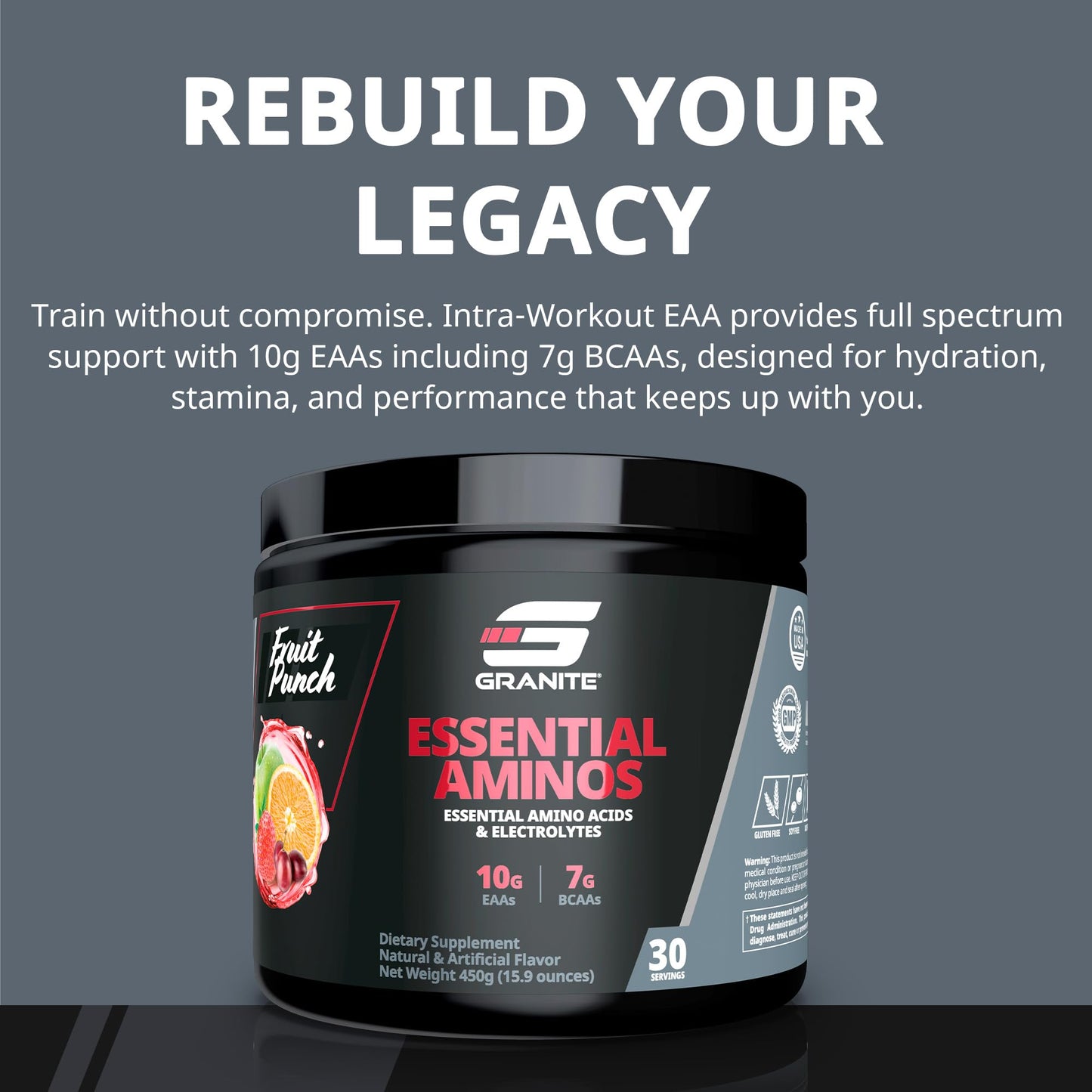 Granite Supplements Essential Amino Acids Powder for Muscle Recovery and Growth, 15.4 oz