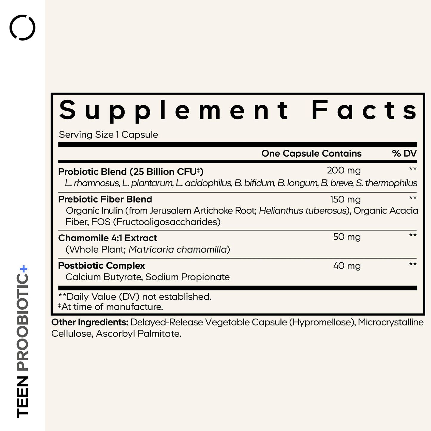 Codeage Teen Probiotic+ Supplement Capsules, 30 Count