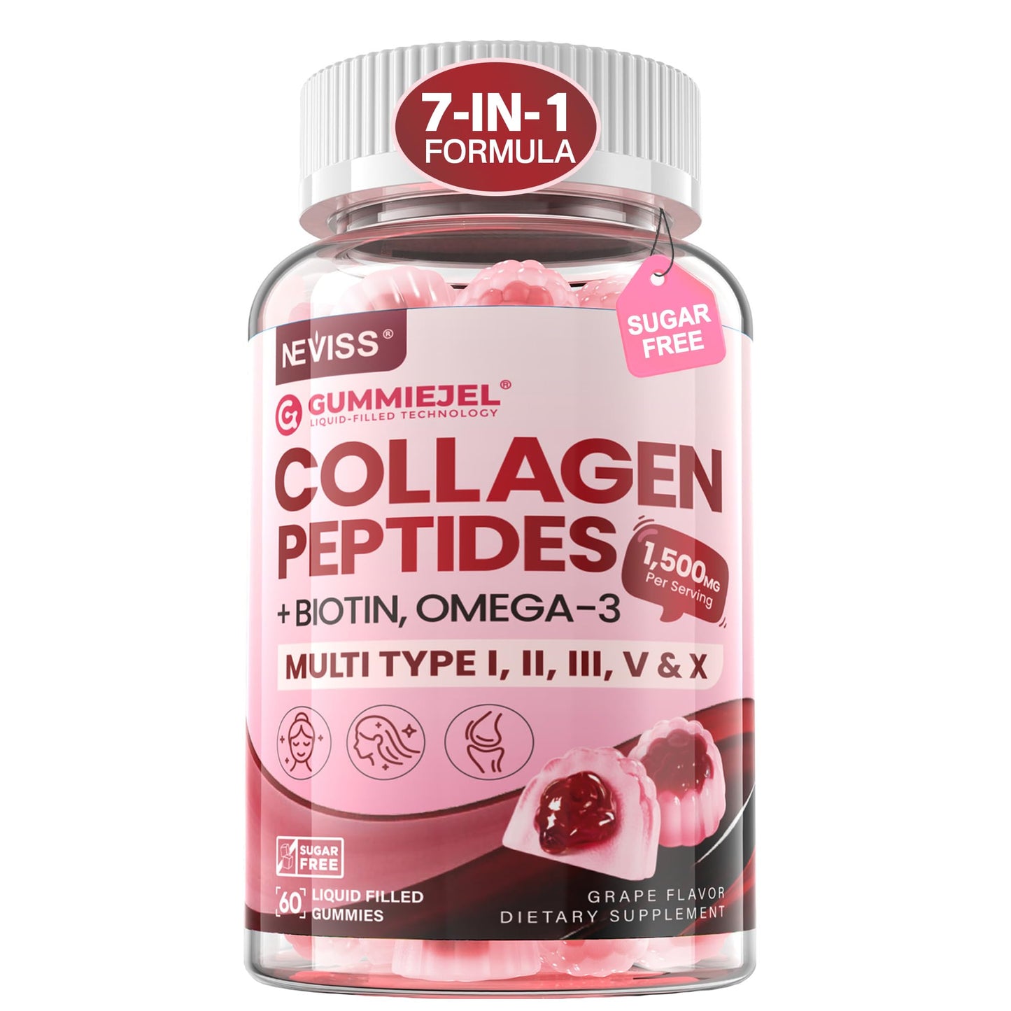 NEVISS Collagen Peptides Gummies, 60 Count
