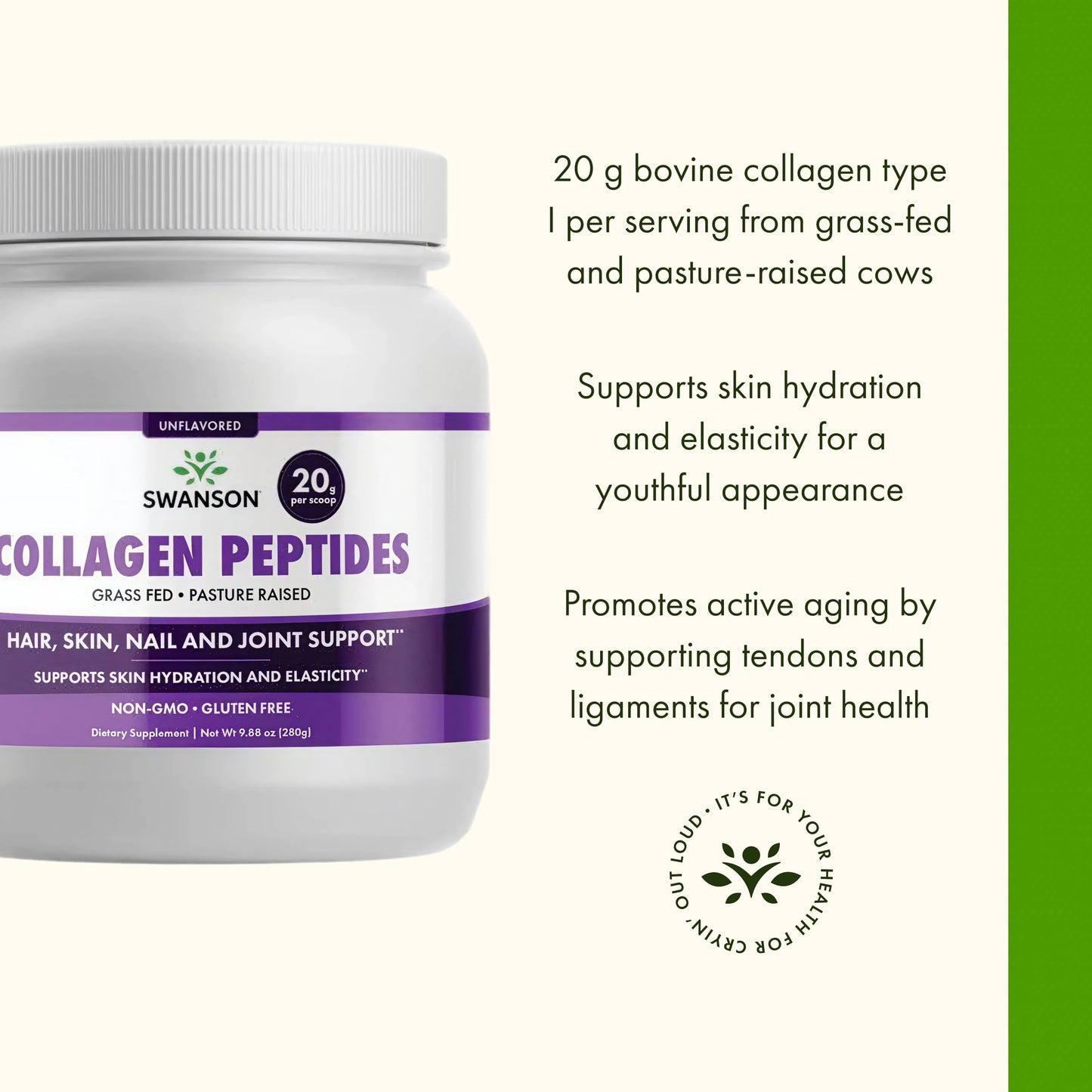 Swanson Collagen Peptides Unflavored Powder 9.88 oz
