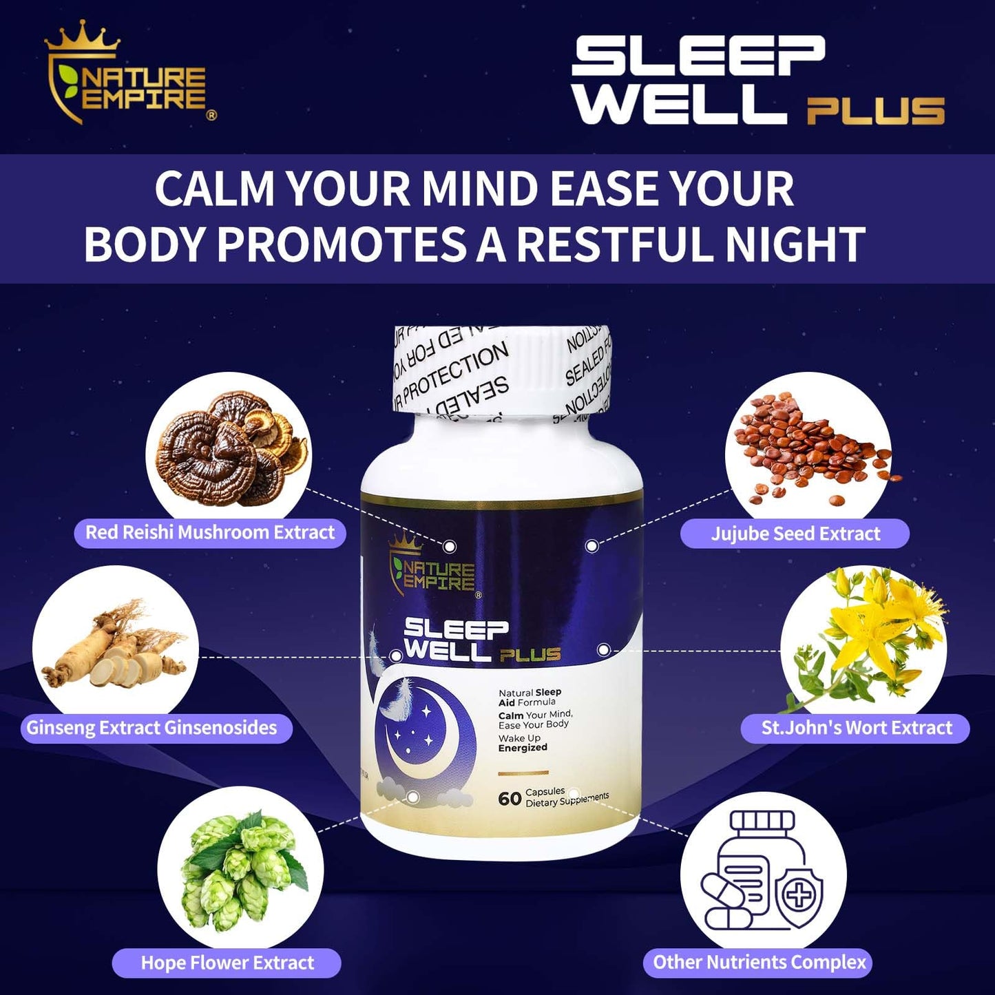 NATUREMPIRE Melatonin Sleep Capsules 60 Capsules