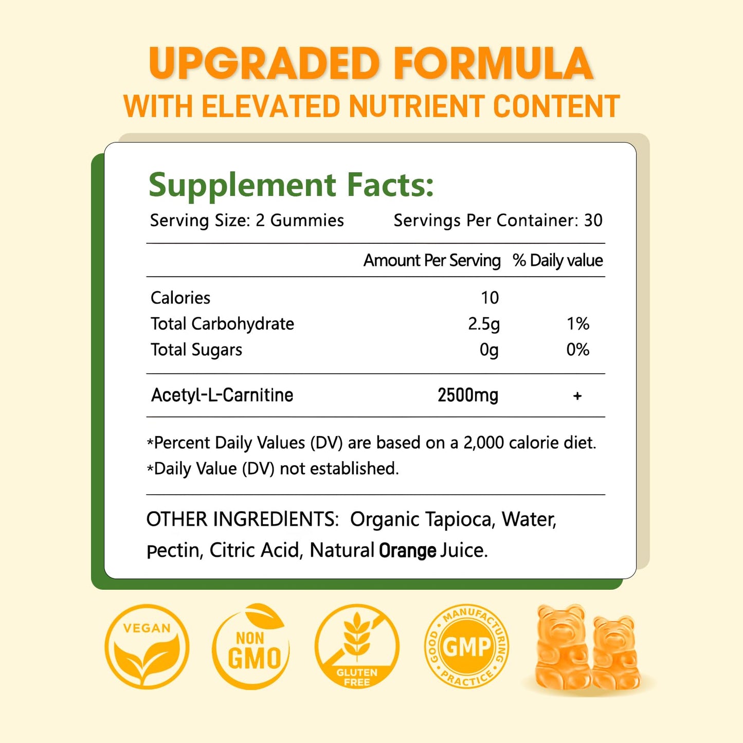 Sijigood Acetyl-L-Carnitine Supplement Gummy 120 Count