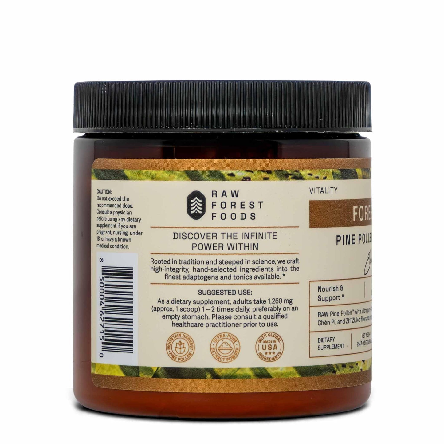 RAW Forest Foods Forest Prana Pine Pollen and Nettle Root Elixir Powder 2.17 Ounce