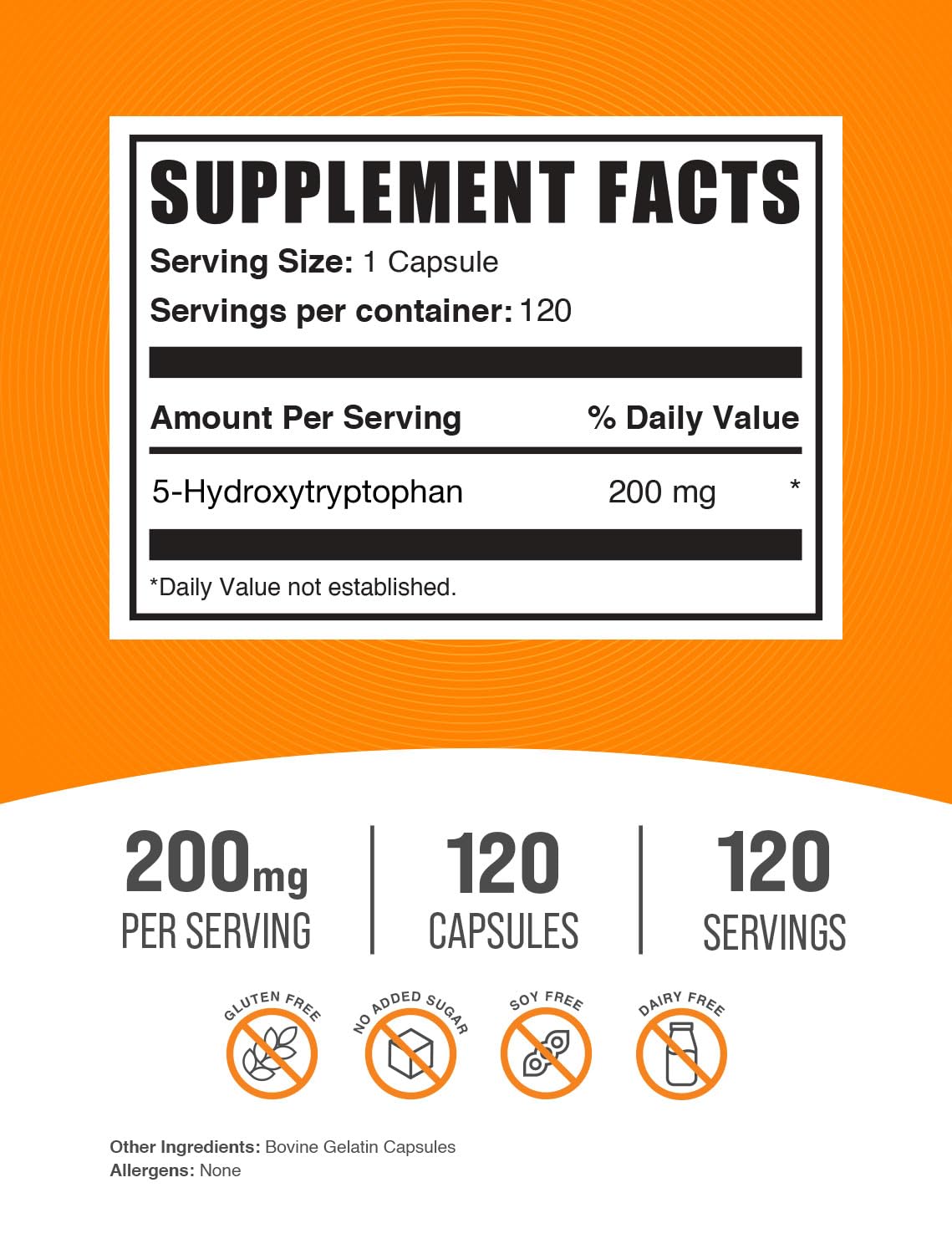 BulkSupplements 5-HTP Capsules, 120 Capsules