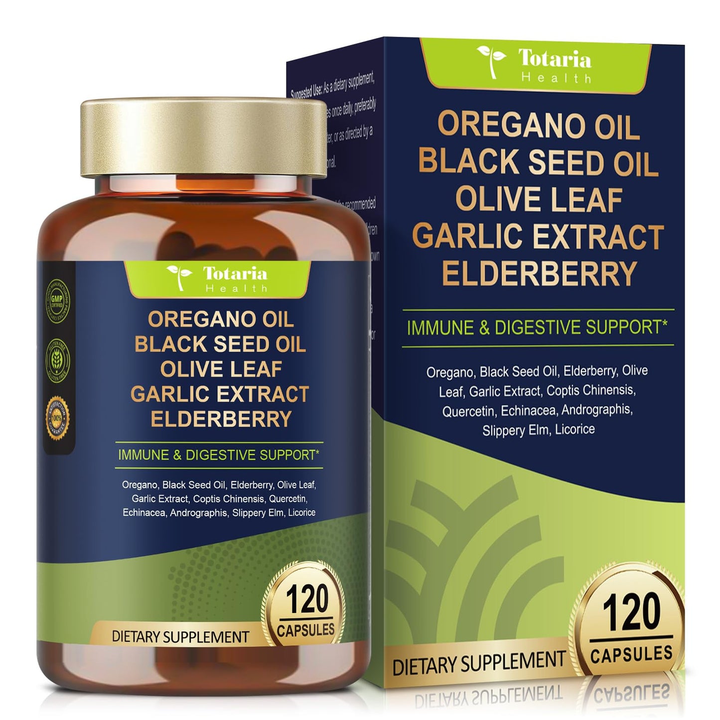 Totaria Oil of Oregano with Black Seed Oil Capsules, 120 Count