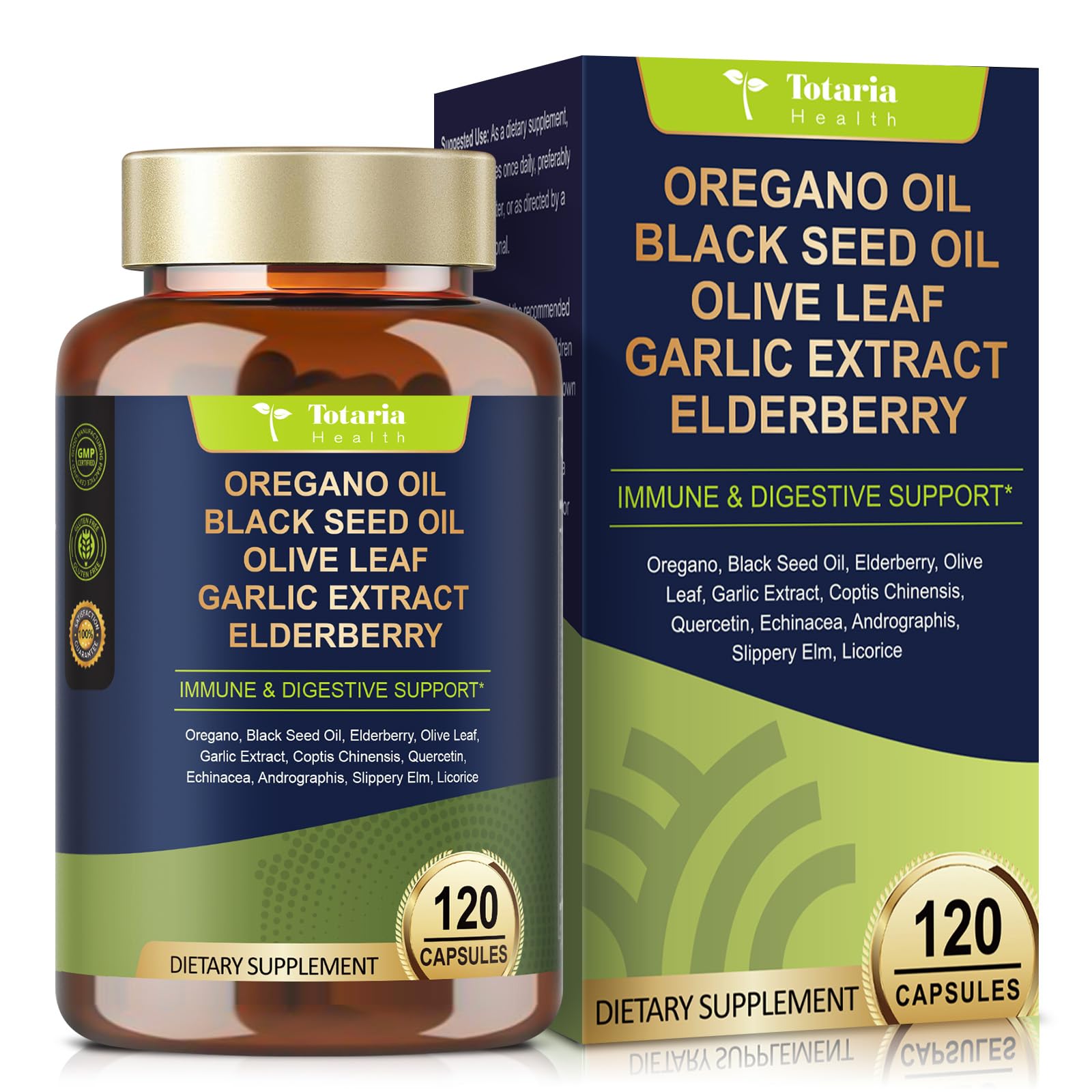 Totaria Oil of Oregano with Black Seed Oil Capsules, 120 Count