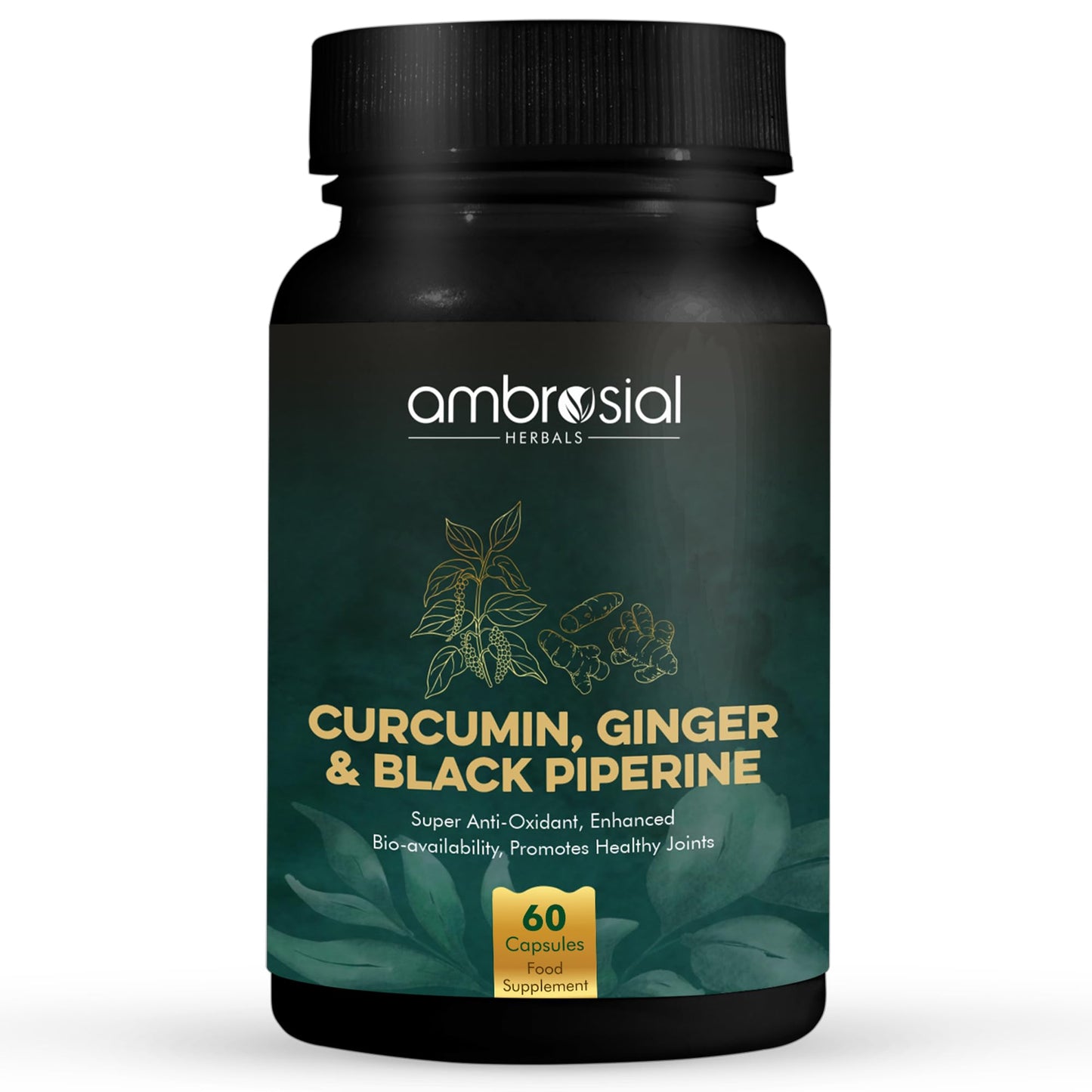 AMBROSIAL Curcumin with Piperine (Black Pepper) & Ginger Capsule 60 Count