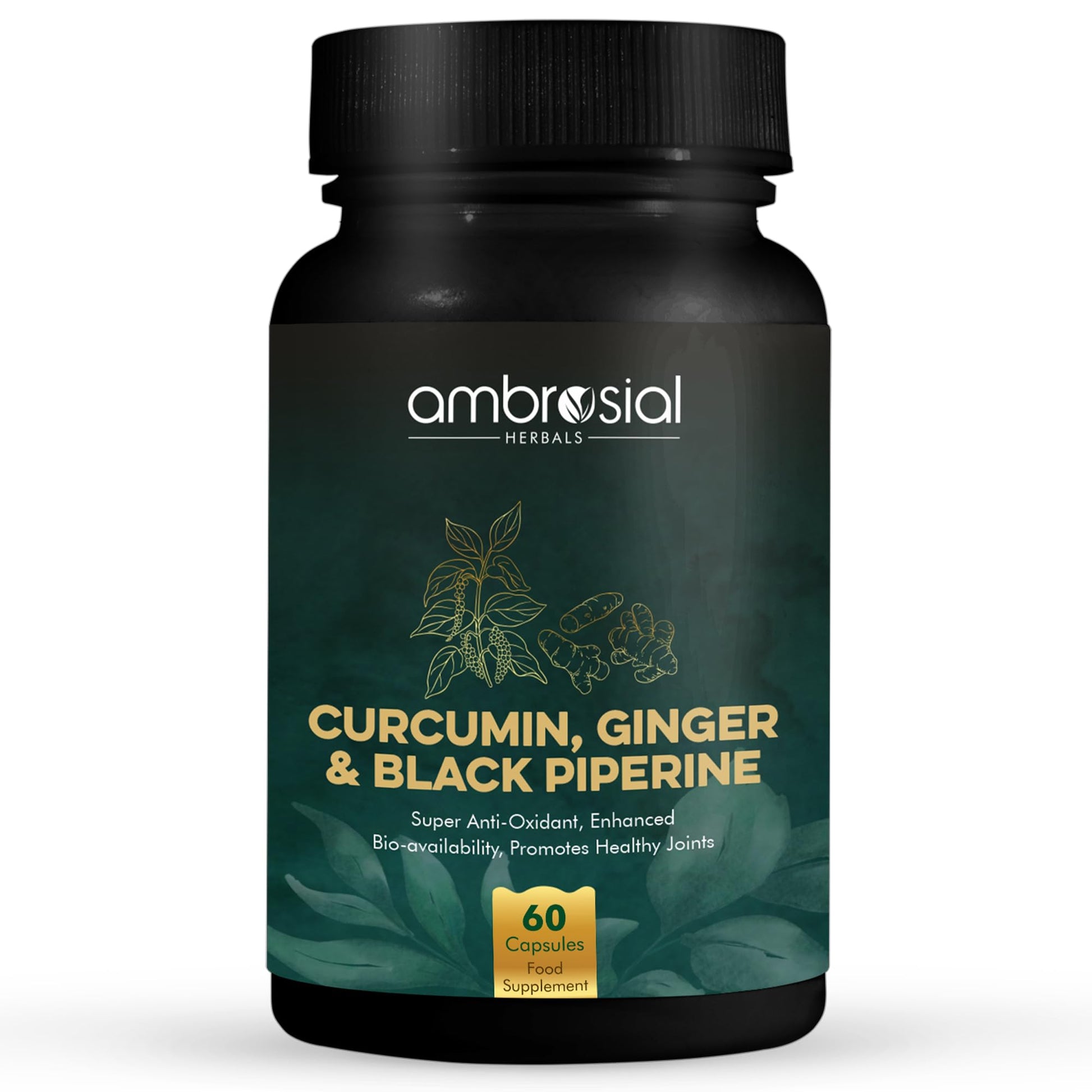 AMBROSIAL Curcumin with Piperine (Black Pepper) & Ginger Capsule 60 Count