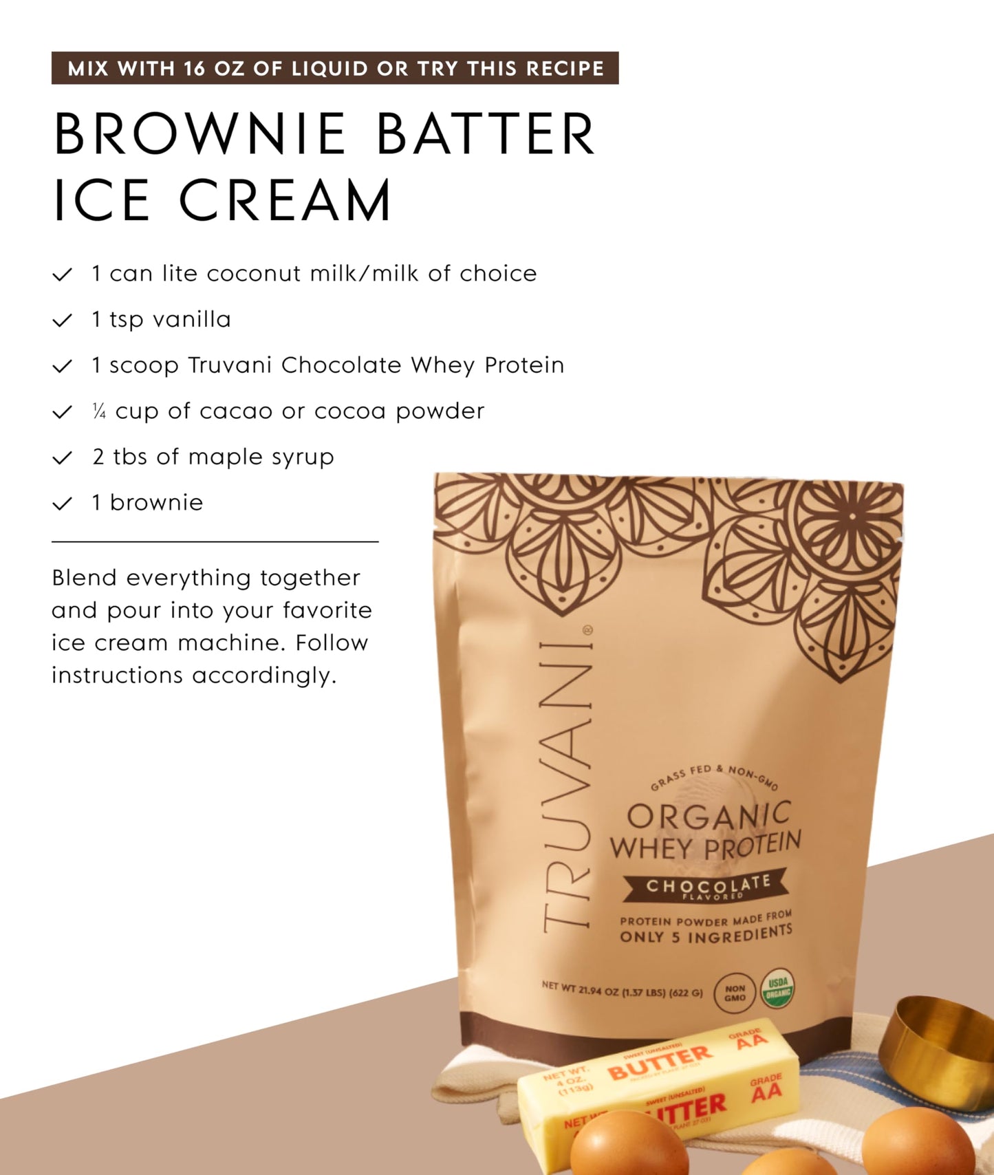 Truvani Organic Whey Protein Powder Chocolate, 1.09 oz