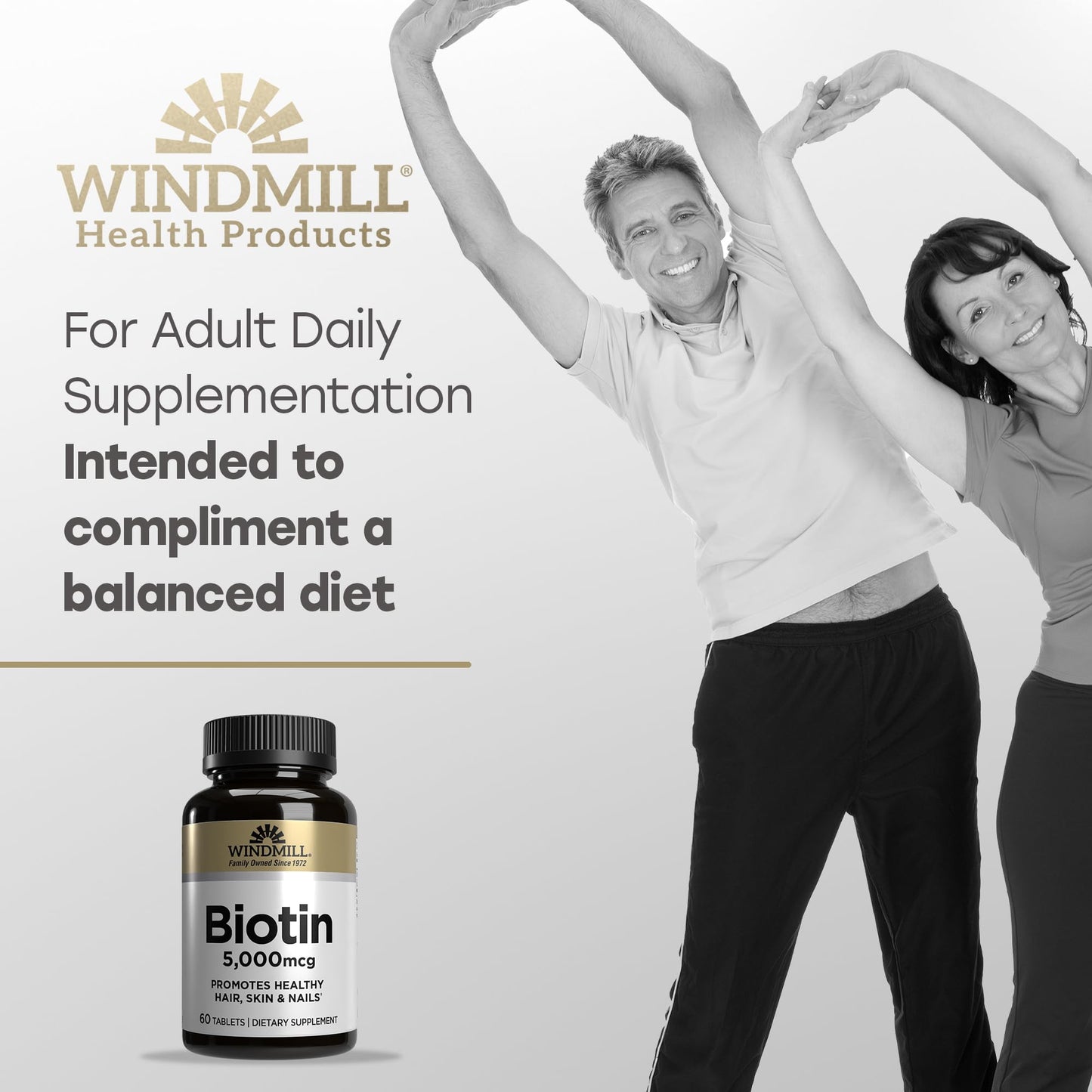 Windmill Biotin 5000 mcg Tablet, 60 Count