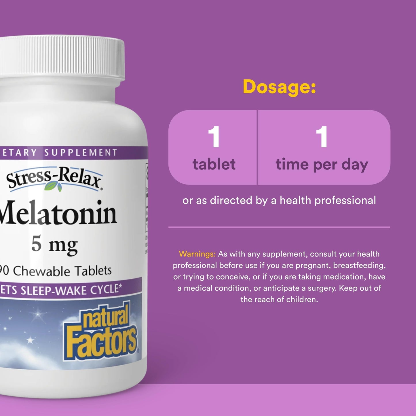 Natural Factors Stress-Relax Melatonin 5 mg Tablets, 90 Count