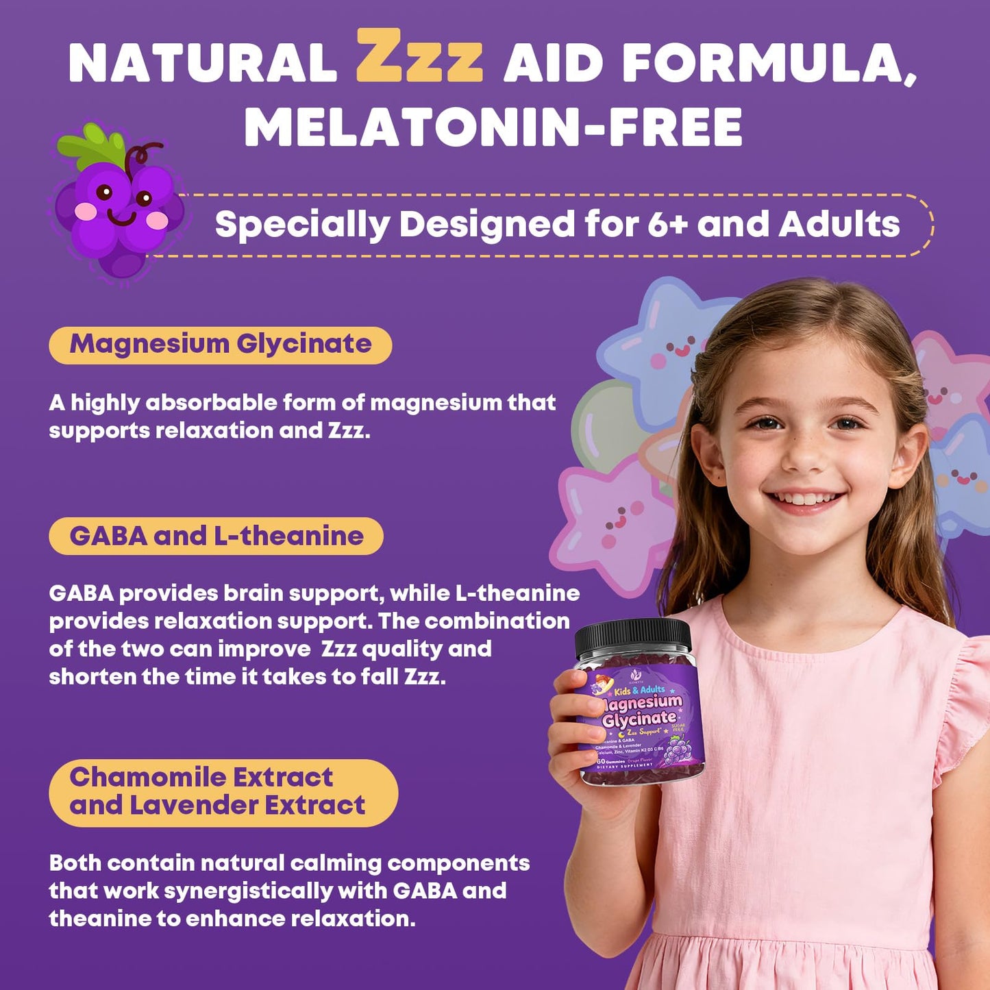 JIANKYTZ Magnesium Glycinate Gummies Sugar Free, 120 Gummies