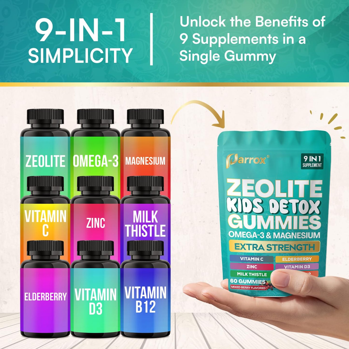 Parrox Zeolite Kids Gummies, 60 Gummies