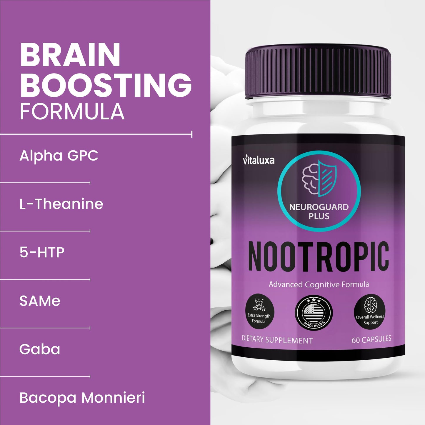 Vitaluxa Neuro Guard Brain Supplement Capsules 120