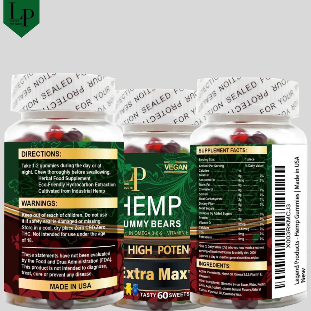 Legend Products High Potency Hemp Gummies for Restful Sleep, Calm, Inflammation, Pain Gummy 1 Count