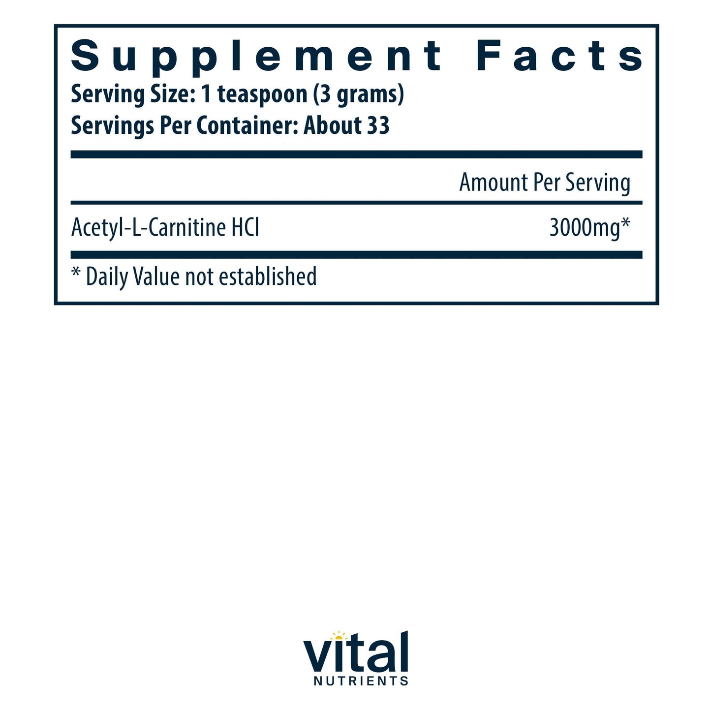 Vital Nutrients Acetyl L-Carnitine Powder 3.53 Ounce