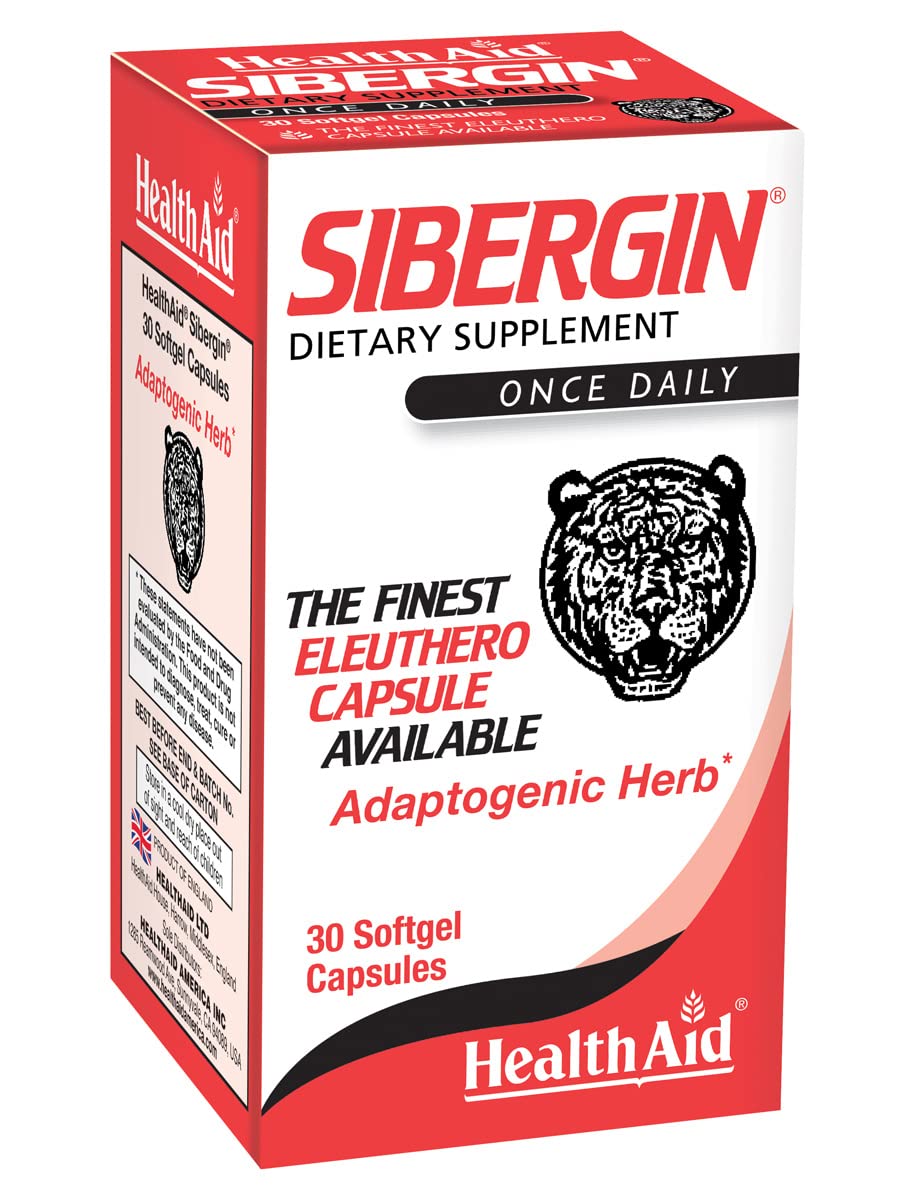 HealthAid Sibergin Siberian Eleuthero (Eleutherococcus senticosus) – Adaptogenic Herbal Support – Helps Support Energy, Stamina & Stress Response – 30 Capsules