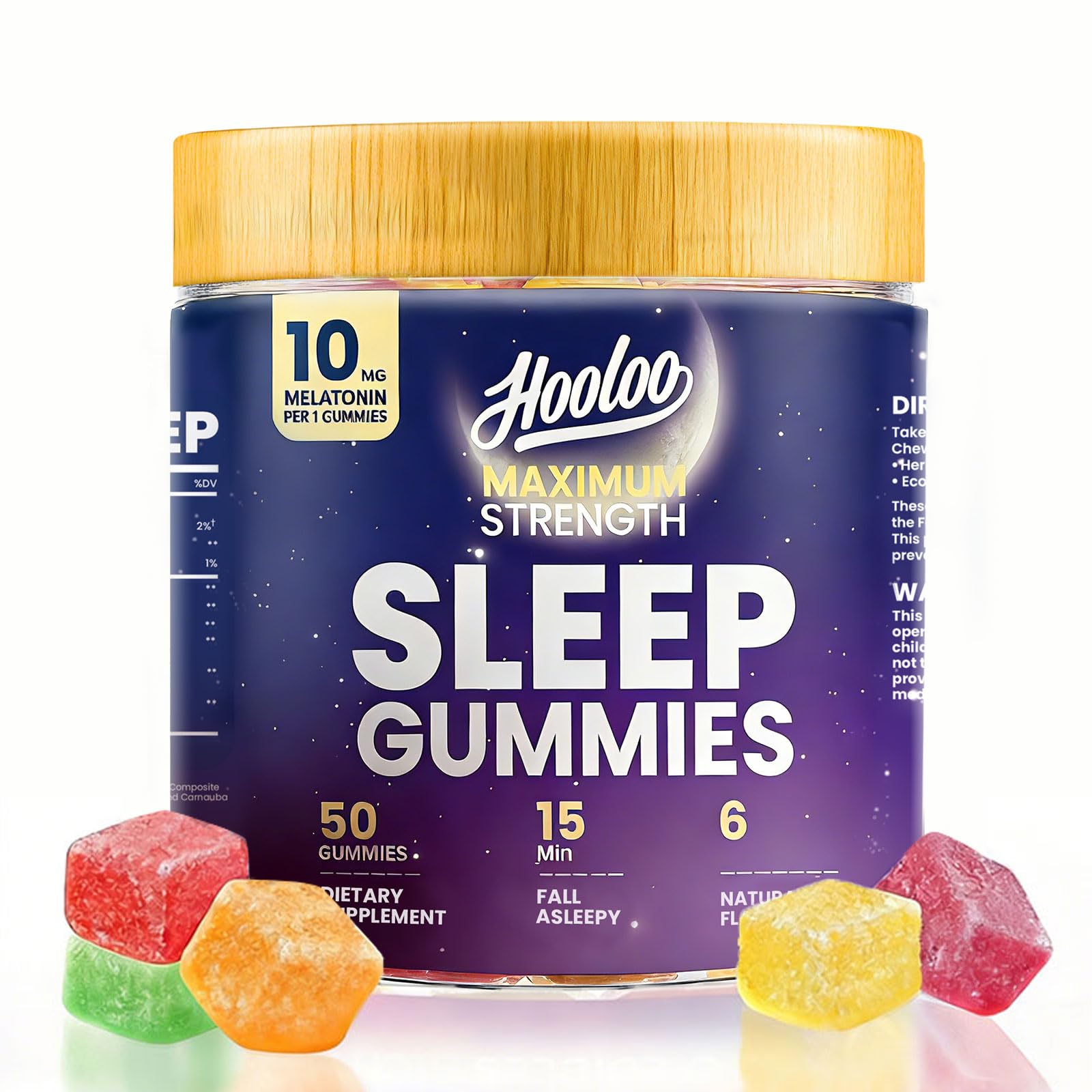HOOLOO Sleep Gummies with 10mg Melatonin Gummy, 50 Count