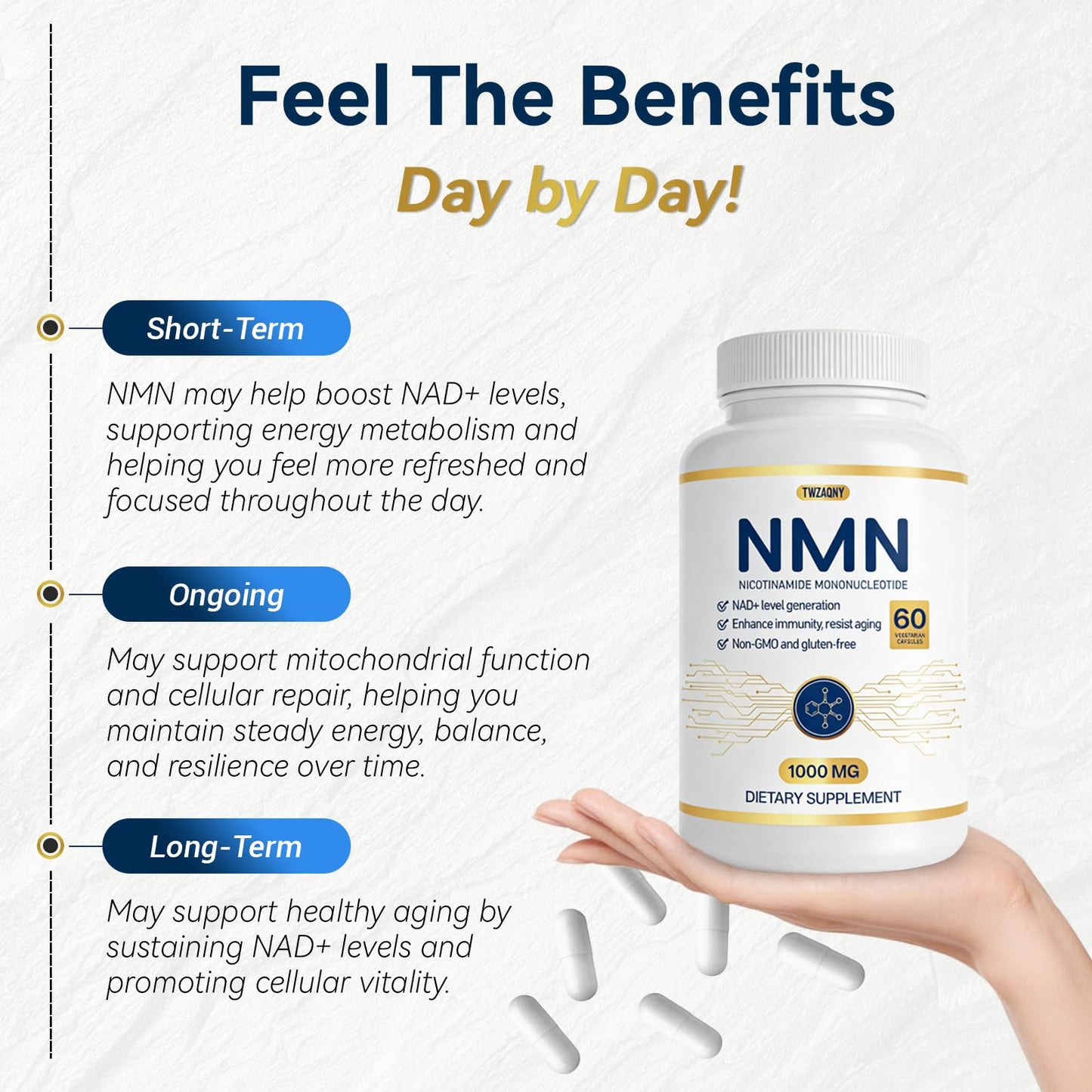Twzaqny NMN Supplement 1000 mg Capsule, 60 Capsules