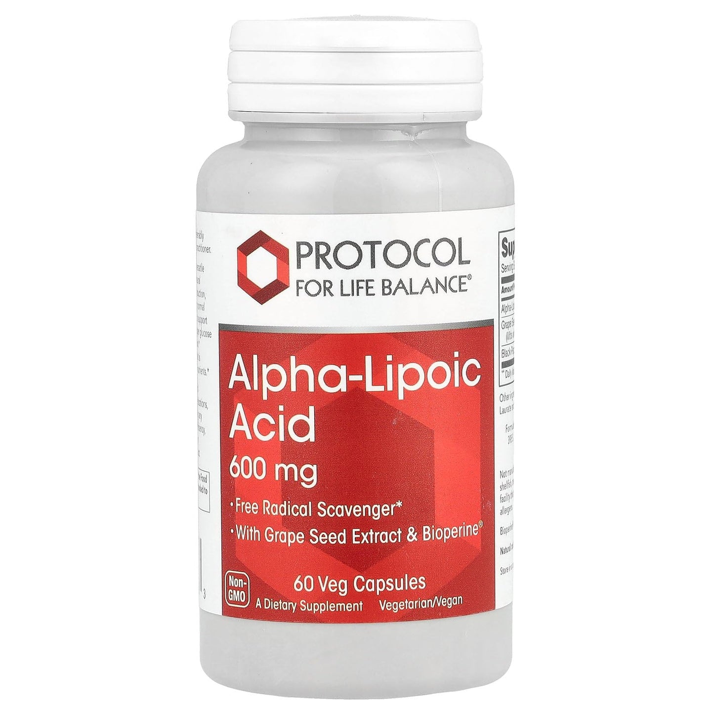 Protocol for Life Balance Alpha Lipoic Acid 600mg Plus 60 Capsules