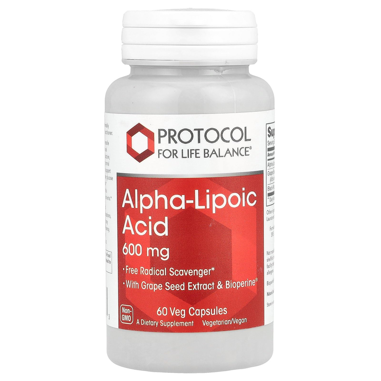 Protocol for Life Balance Alpha Lipoic Acid 600mg Plus 60 Capsules