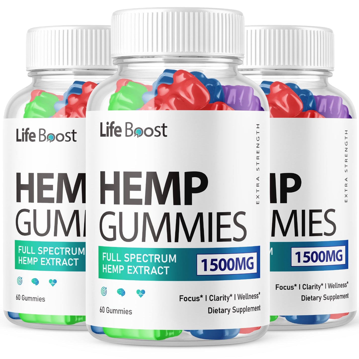 Purvia Life Boost Hemp Gummies Advanced Strength Performance Hemp Blend Formula, 180 Gummies