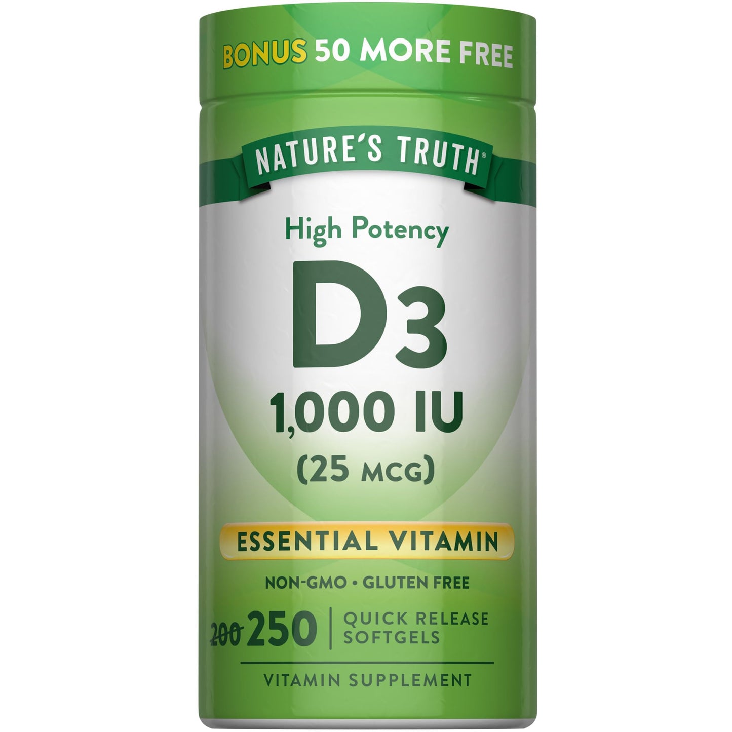 Nature's Truth D3 1000 IU Softgels, 250 Softgels