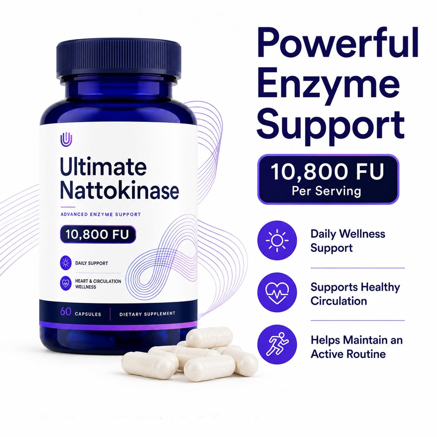 Purivio Ultimate Nattokinase Supplement Capsules, 60 Capsules