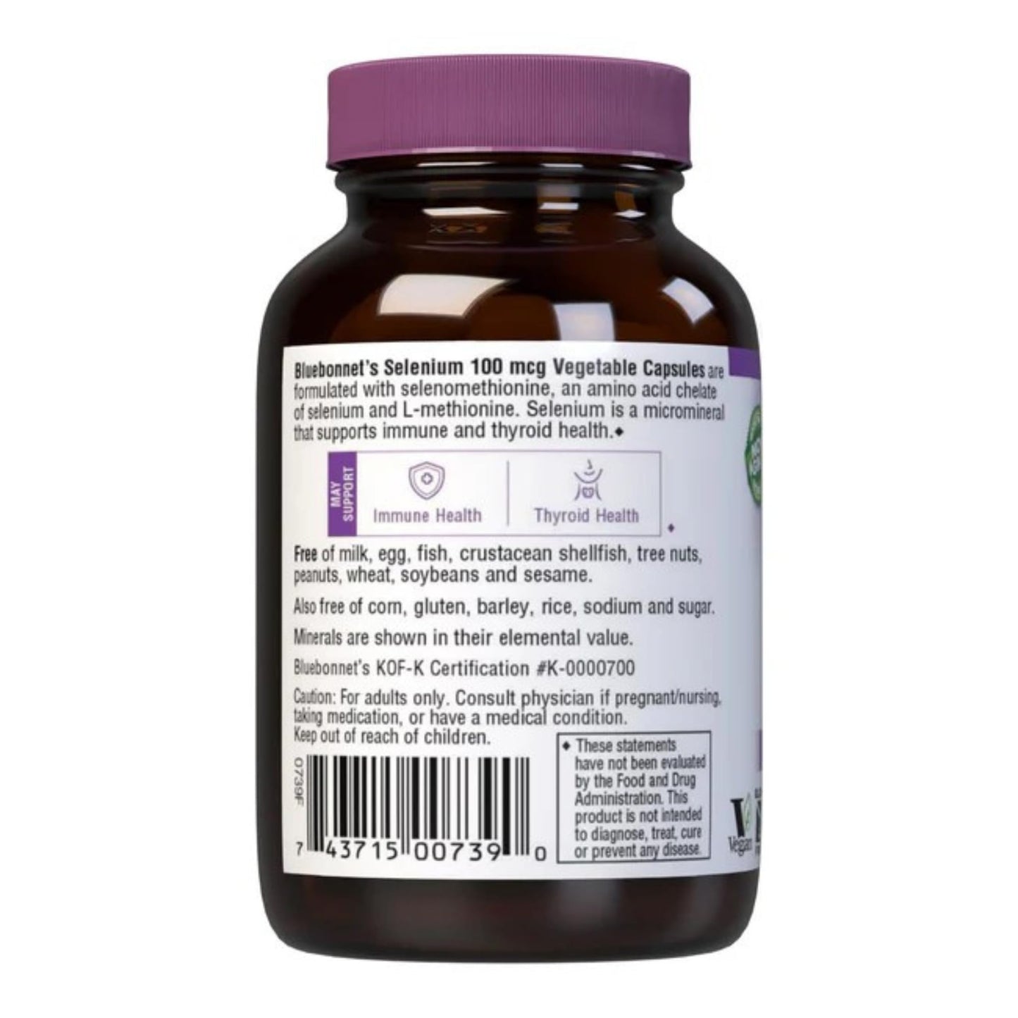 BlueBonnet Selenium 100mcg Capsules (L-selenomethionine) - Potent Antioxidant Support - Amino Acid Complex Selenium Supplement for Women & Men - Vegan, Non-GMO, Gluten-Free, 90 Capsules